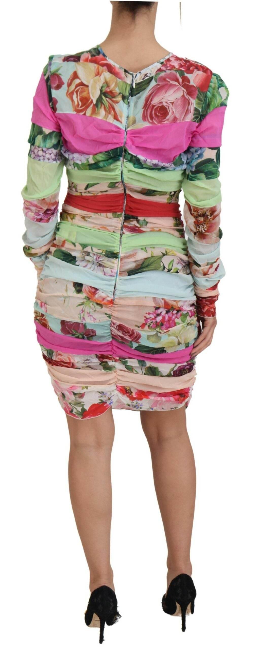 Dolce & Gabbana Floral Sheath Bodycon Silk Dress - Hilstor