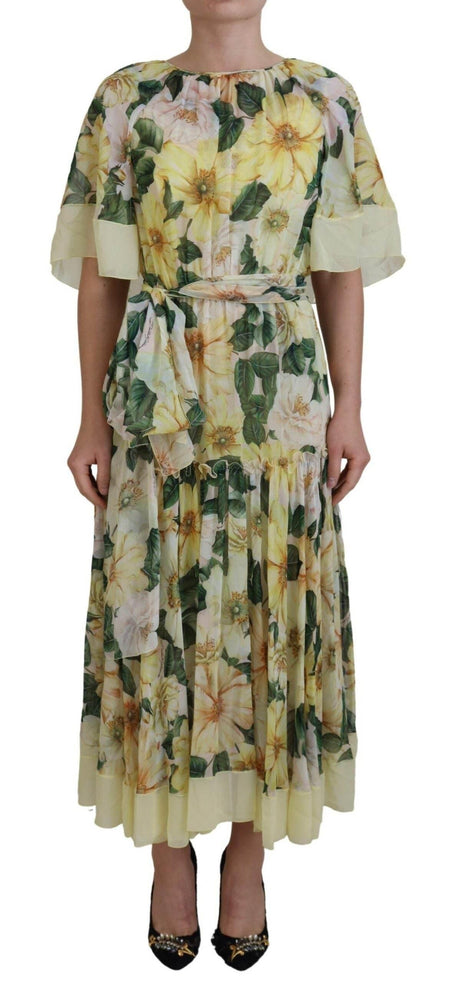 Dolce & Gabbana Elegant Silk Floral Maxi Dress - Hilstor