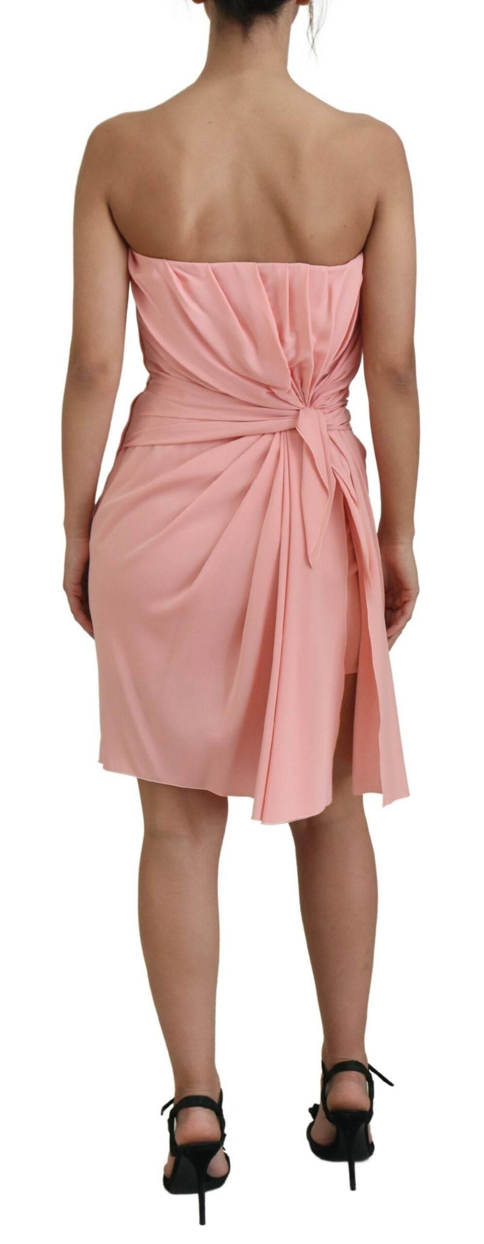 Dolce & Gabbana Elegant Pink Strapless Midi Silhouette - Hilstor