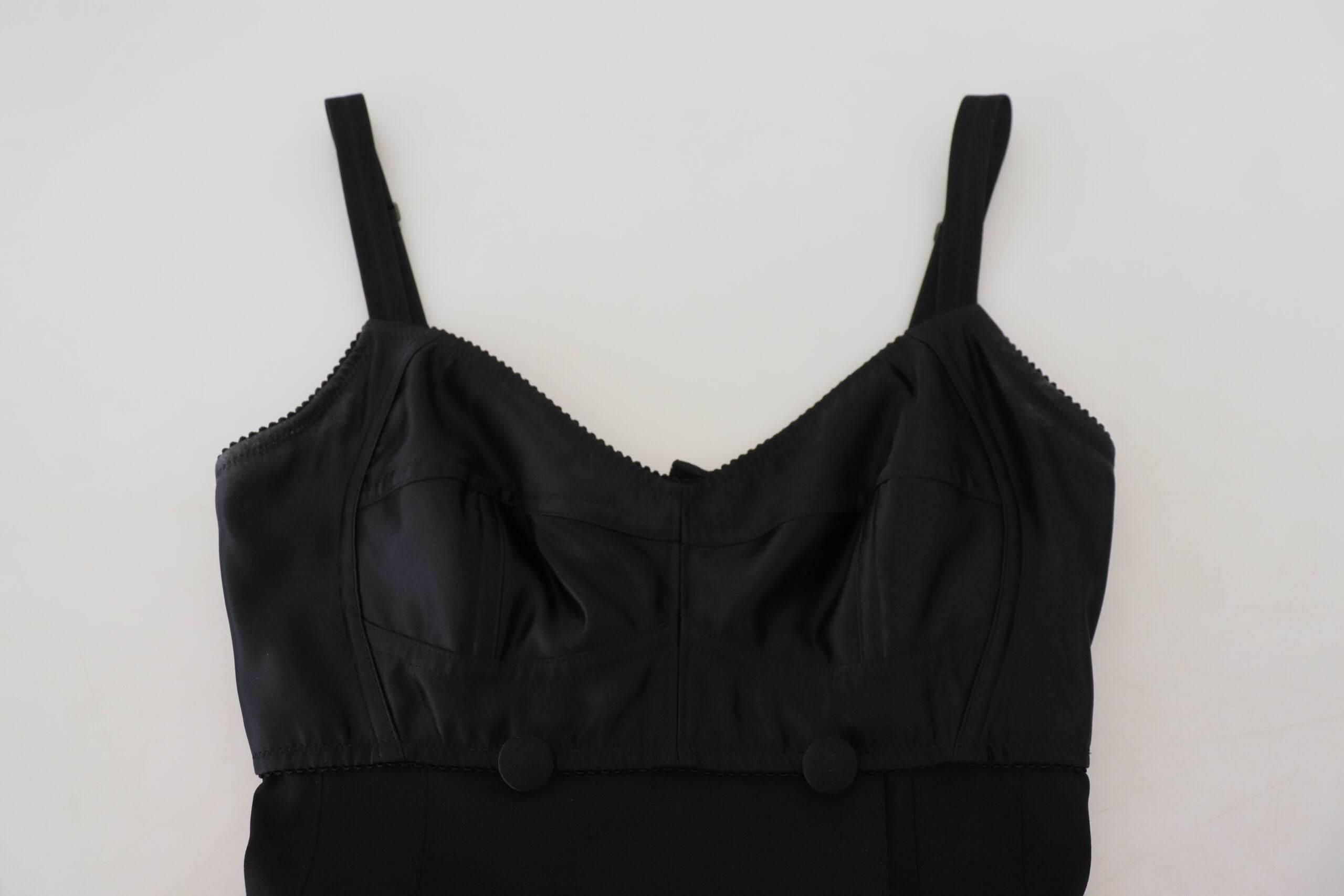 Dolce & Gabbana Black Fit Wool Stretch Sheath Mini Dress - Hilstor