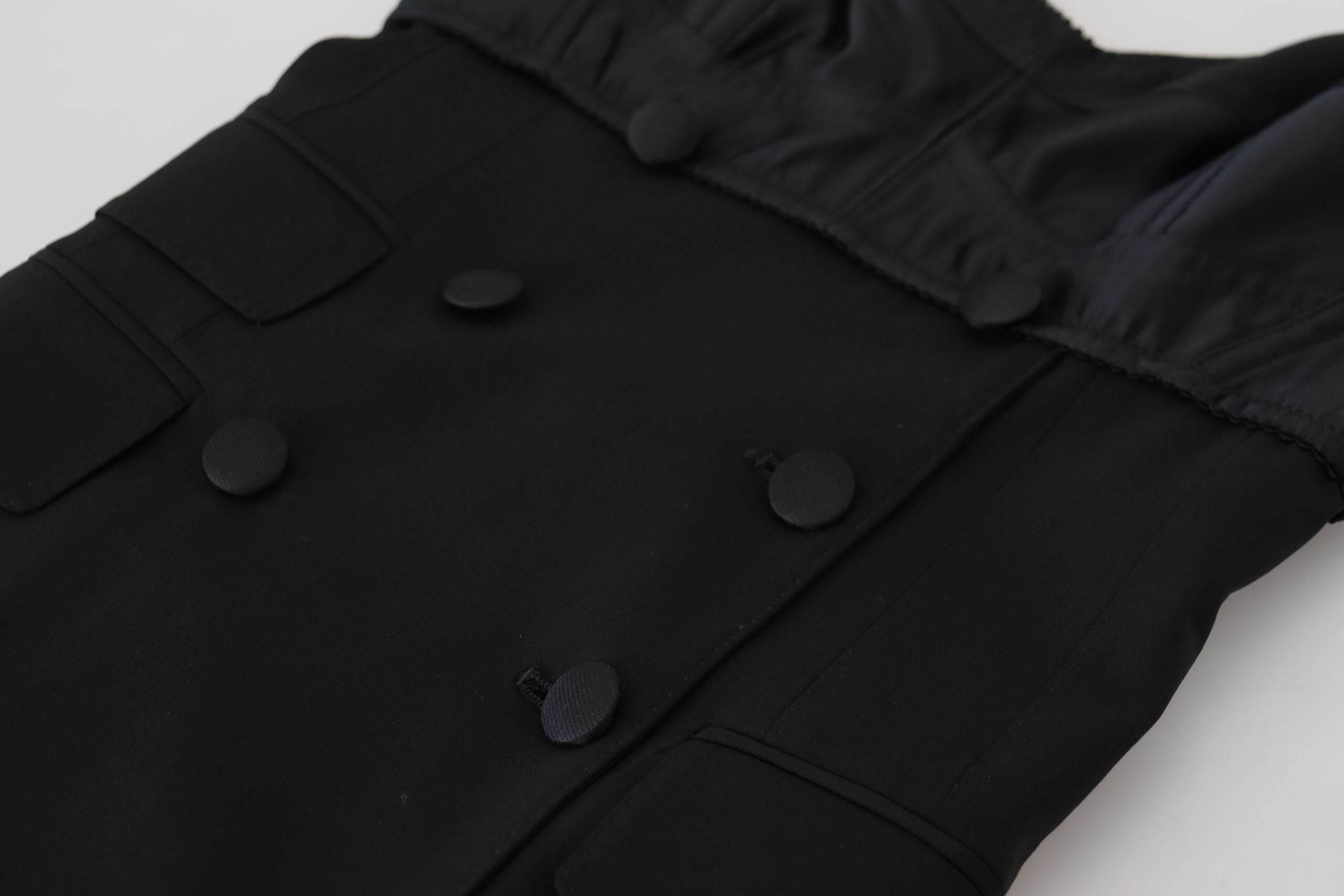 Dolce & Gabbana Black Fit Wool Stretch Sheath Mini Dress - Hilstor