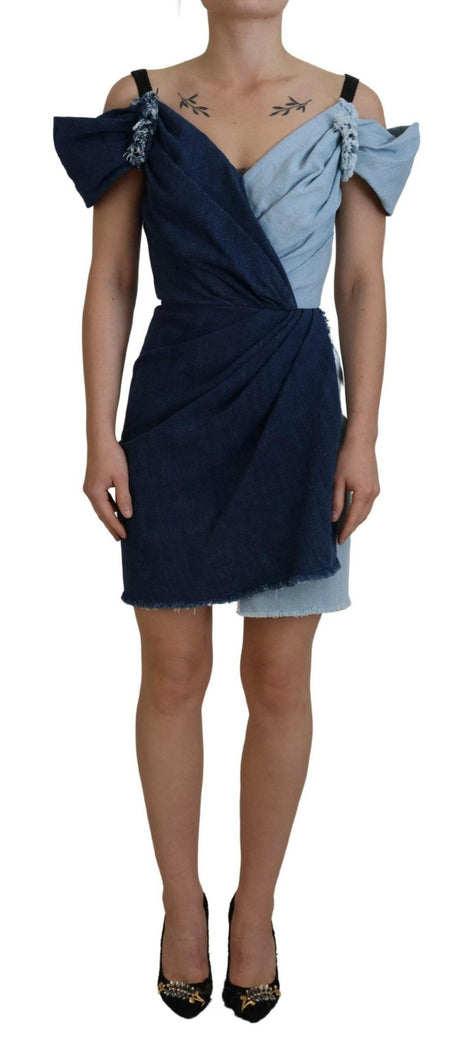 Dolce & Gabbana Chic Two Tone Denim Sheath Dress - Hilstor