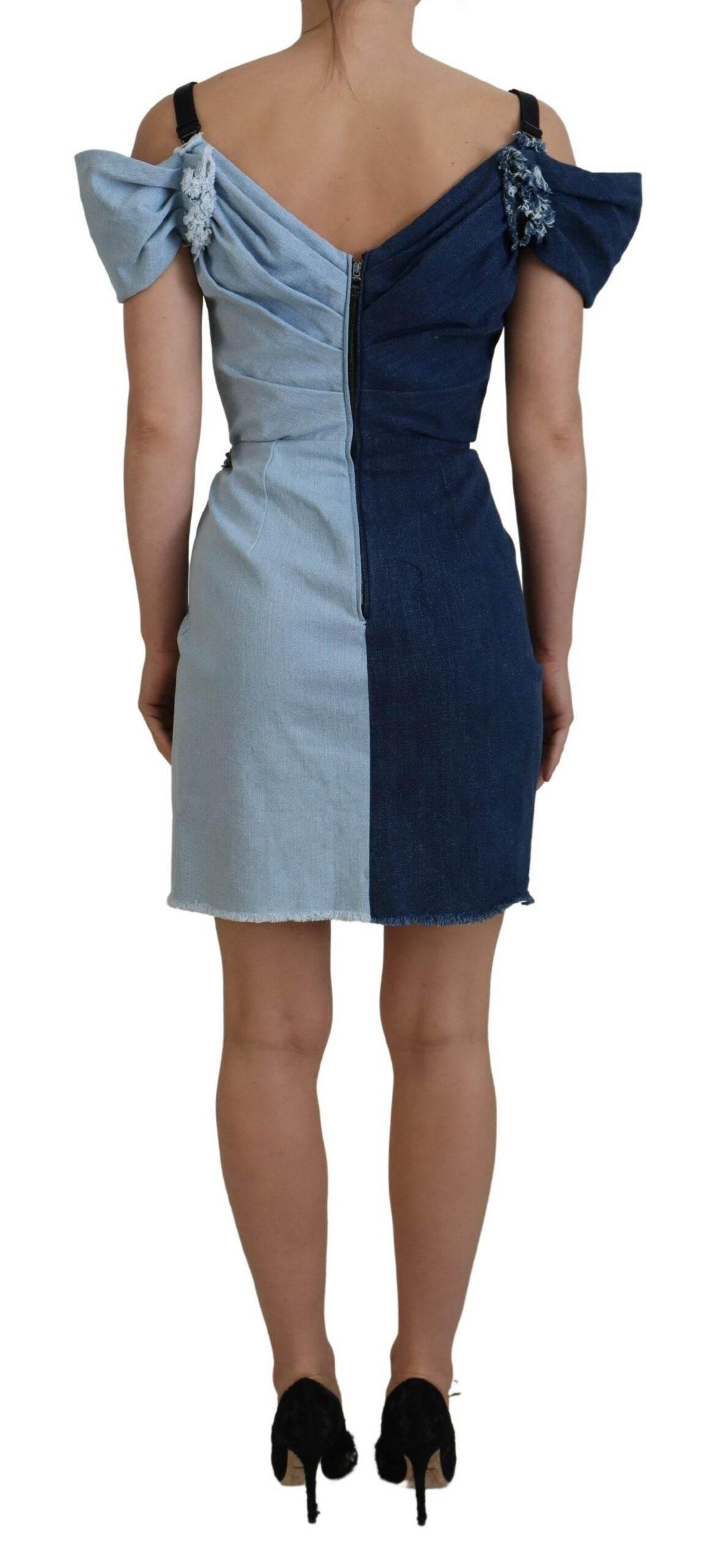 Dolce & Gabbana Chic Two Tone Denim Sheath Dress - Hilstor