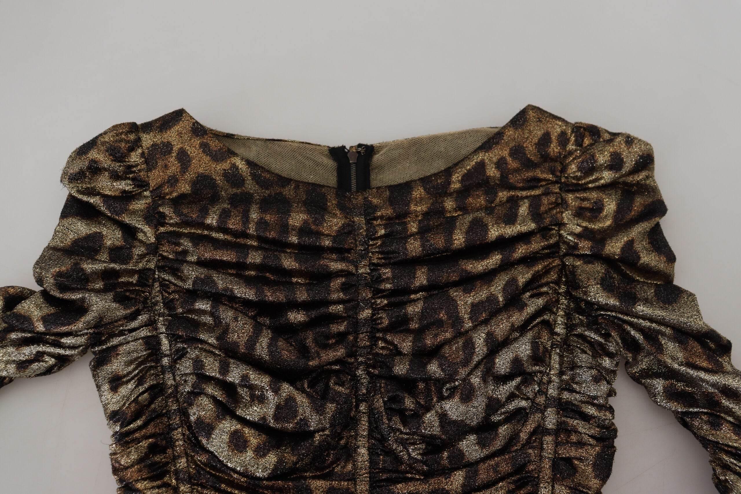 Dolce & Gabbana Elegant Leopard Print Midi Bodycon Dress - Hilstor