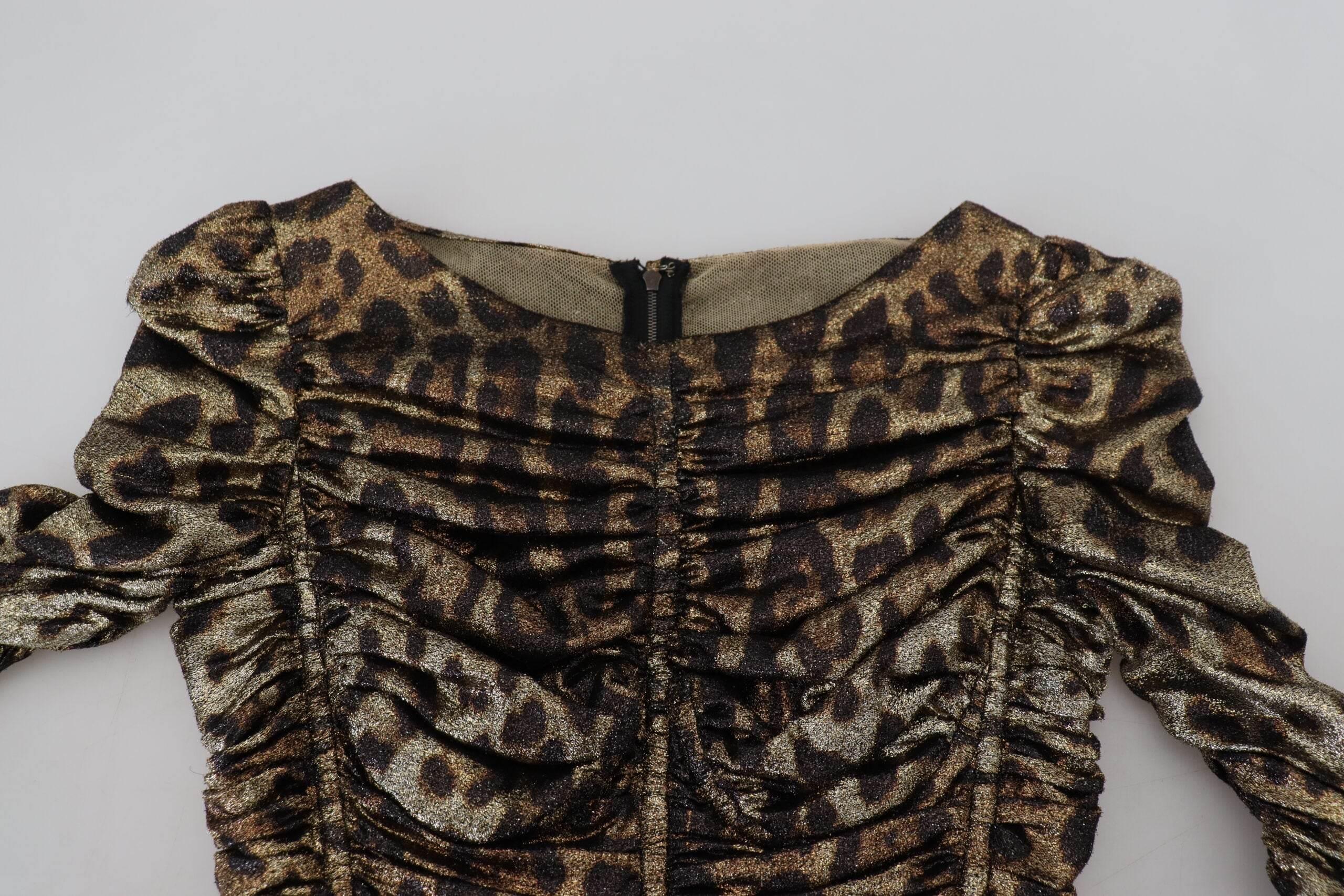 Dolce & Gabbana Elegant Leopard Print Midi Bodycon Dress - Hilstor