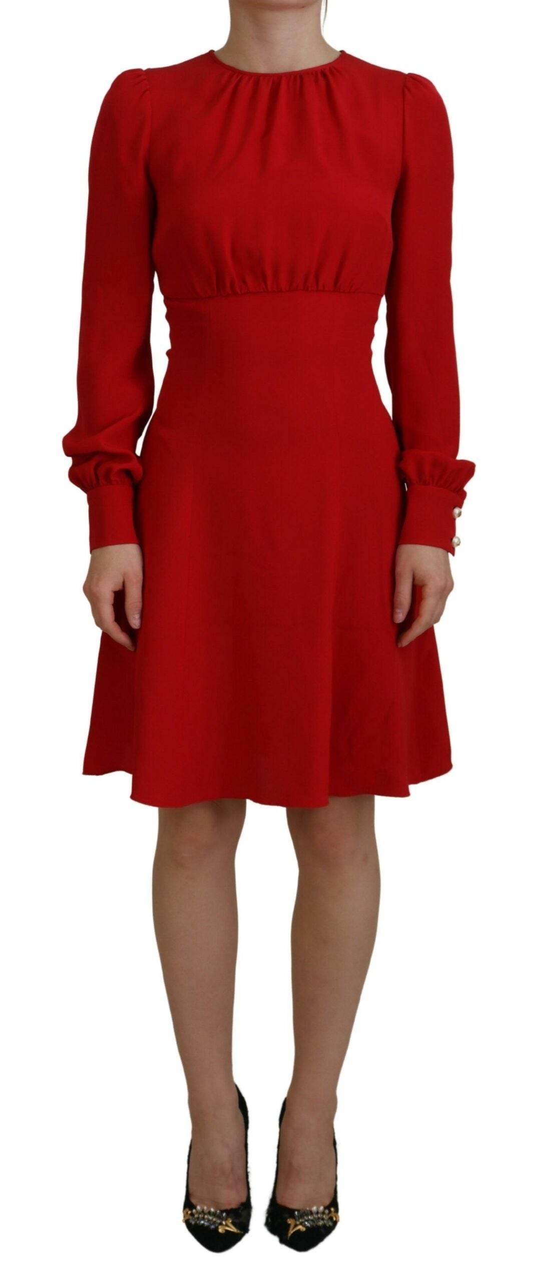 Dolce & Gabbana Red Silk Sheath A-line Knee Length Dress - Hilstor
