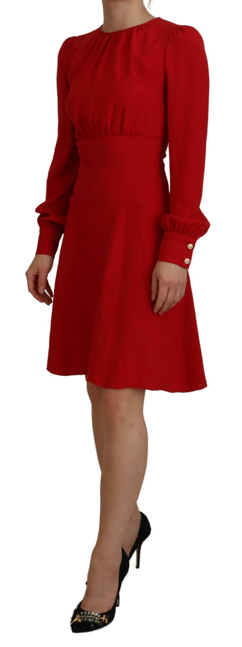 Dolce & Gabbana Red Silk Sheath A-line Knee Length Dress - Hilstor