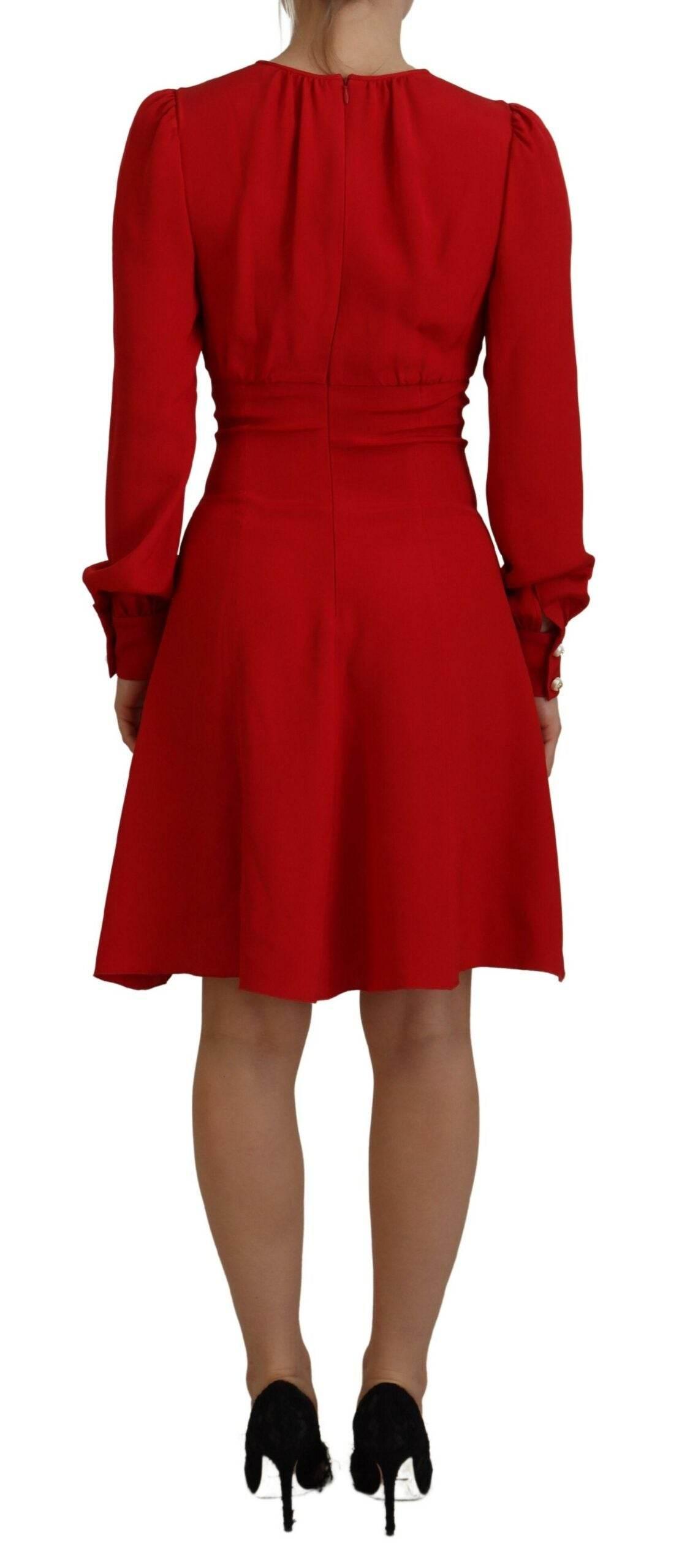 Dolce & Gabbana Red Silk Sheath A-line Knee Length Dress - Hilstor
