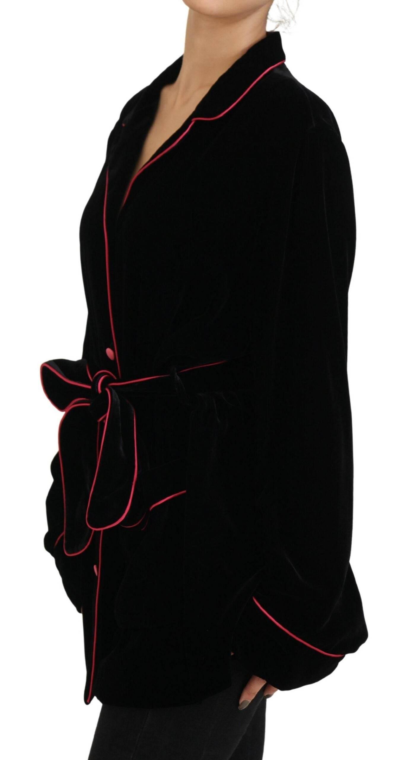 Dolce & Gabbana Black Button Belted Blazer Viscose Jacket - Hilstor
