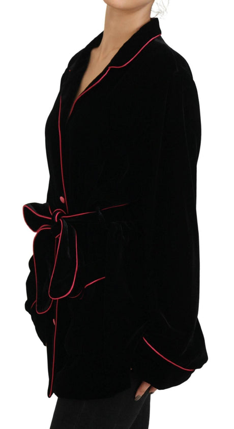 Dolce & Gabbana Black Button Belted Blazer Viscose Jacket - Hilstor