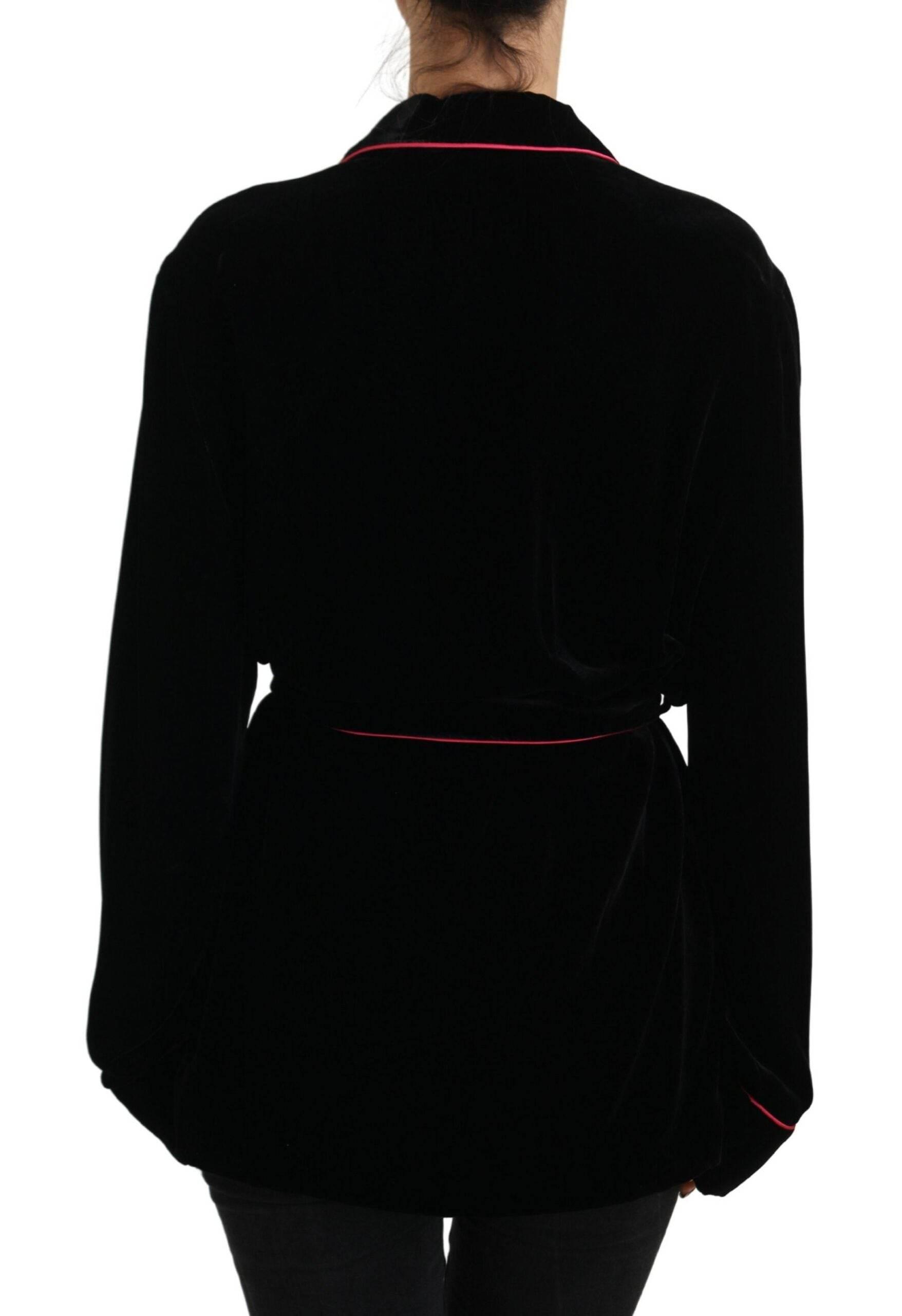 Dolce & Gabbana Black Button Belted Blazer Viscose Jacket - Hilstor