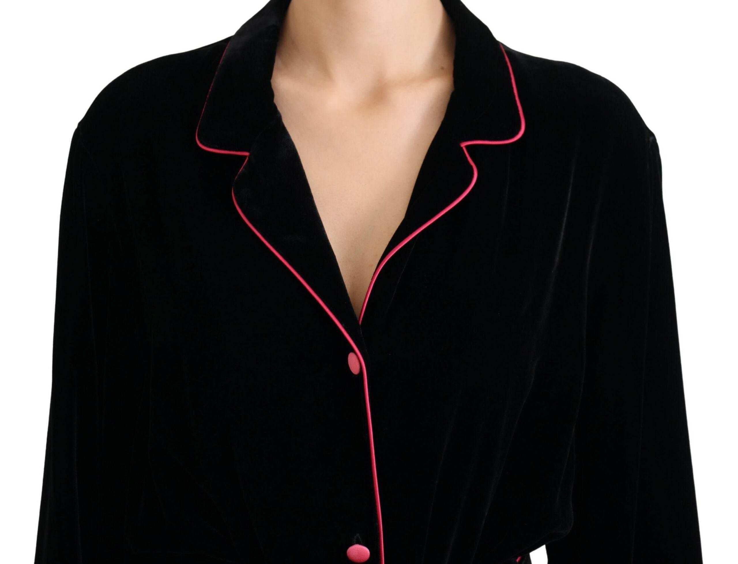 Dolce & Gabbana Black Button Belted Blazer Viscose Jacket - Hilstor