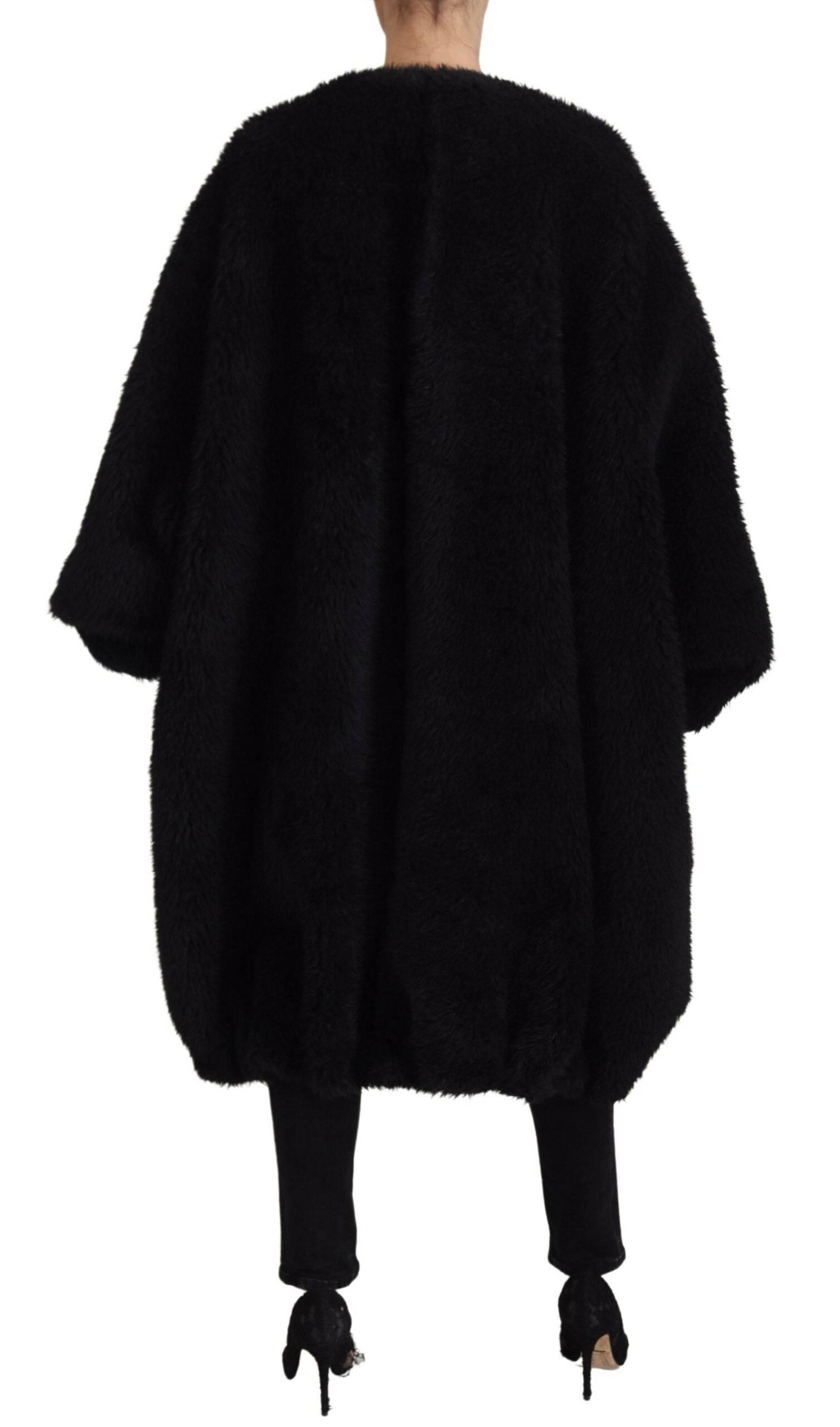 Dolce & Gabbana Black Cashmere Blend Faux Fur Coat Jacket - Hilstor