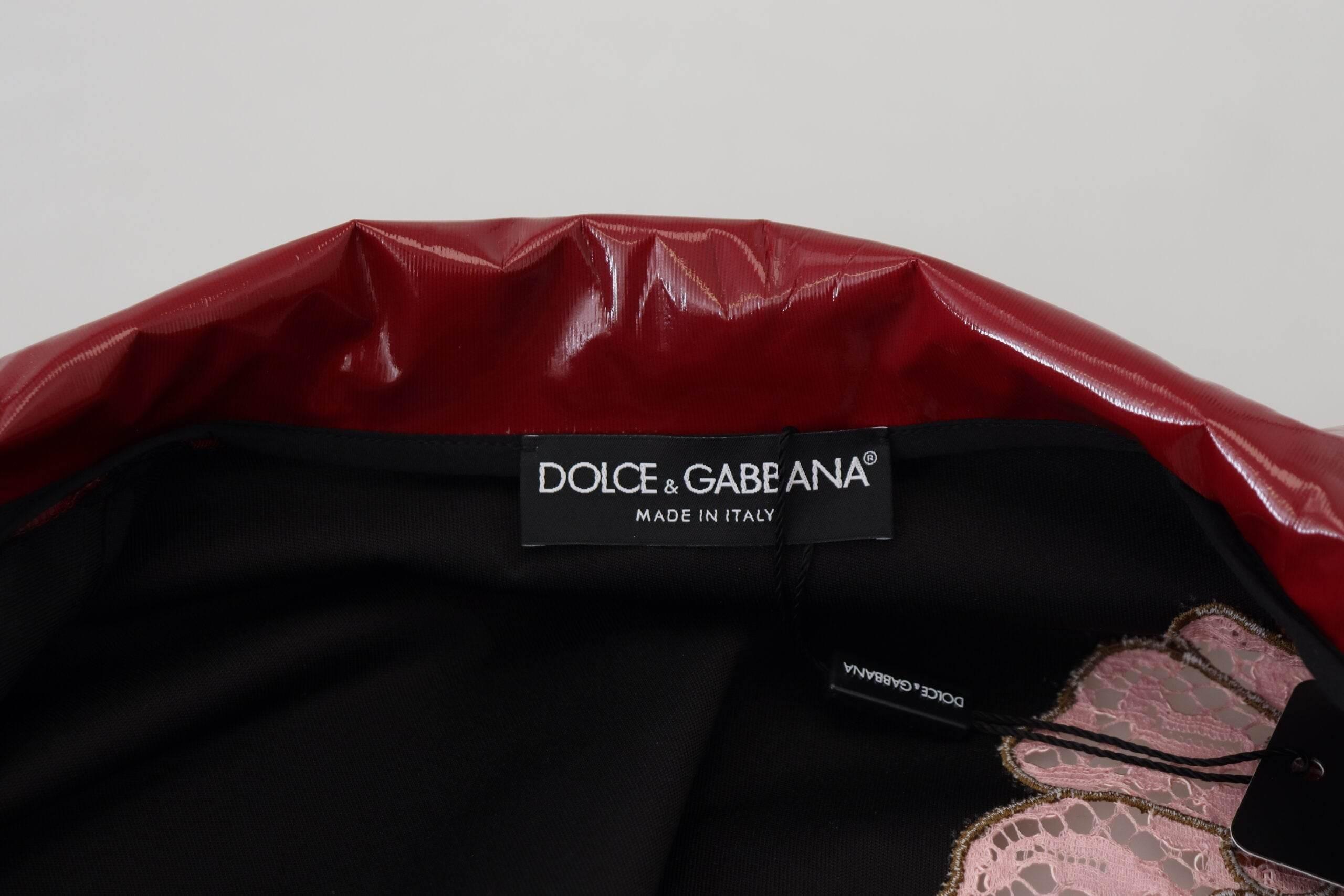 Dolce & Gabbana Maroon Floral Full Zip Polyester Women Jacket - Hilstor