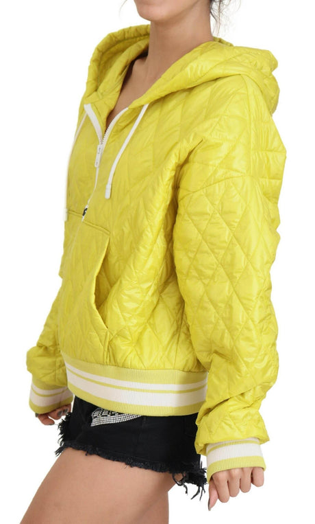 Dolce & Gabbana Yellow Nylon Quilted Hooded Pullover Jacket - Hilstor