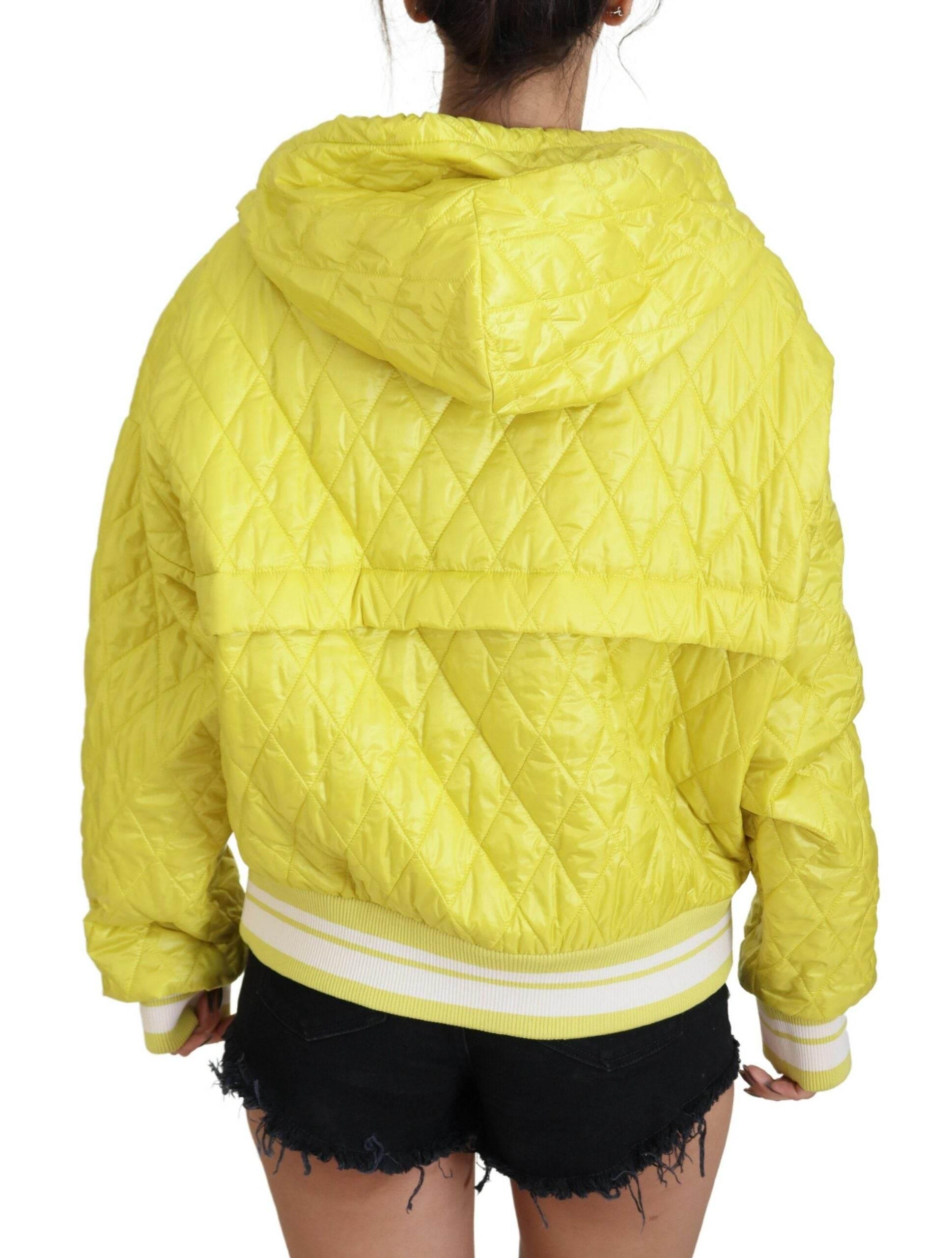 Dolce & Gabbana Yellow Nylon Quilted Hooded Pullover Jacket - Hilstor