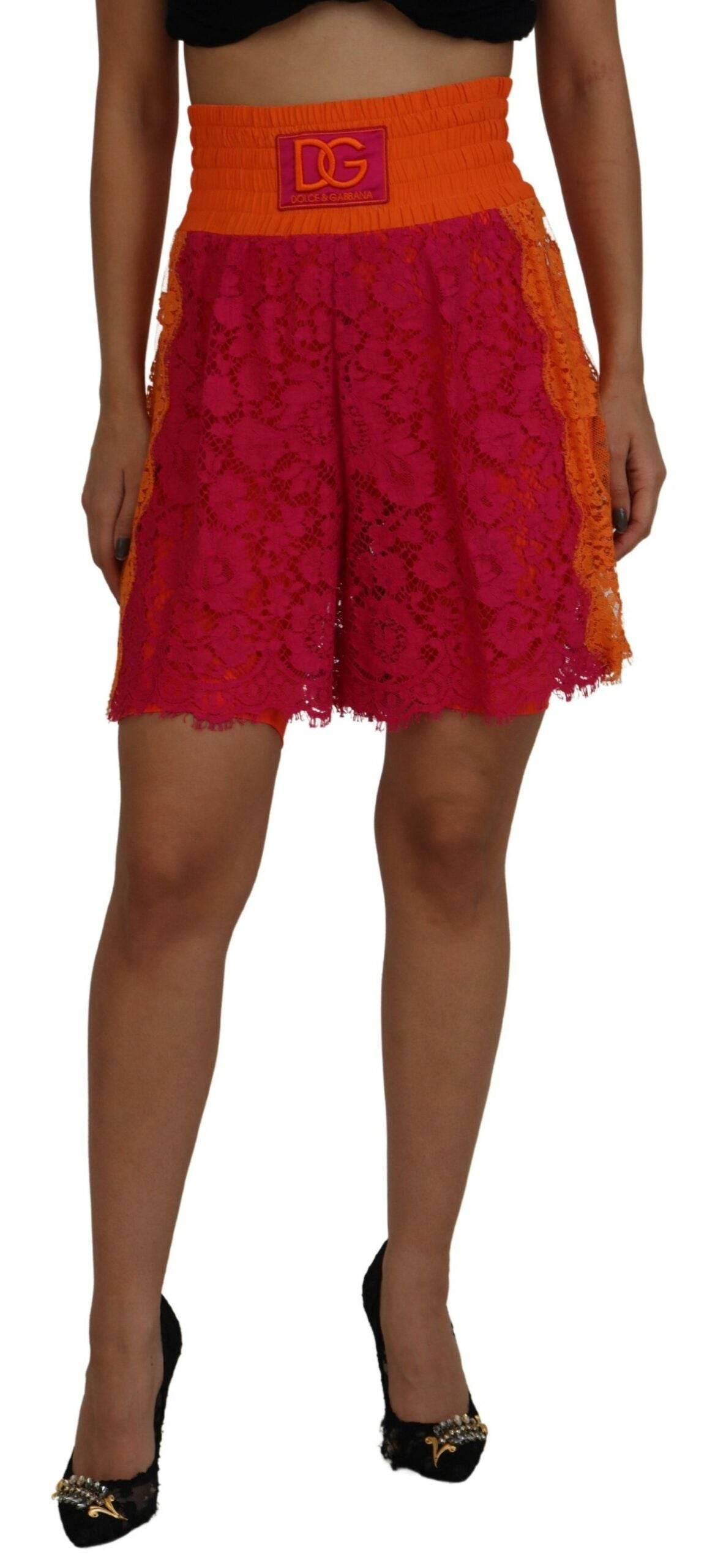 Dolce & Gabbana Elegant Lace High-Waist Shorts in Dual-Tones - Hilstor