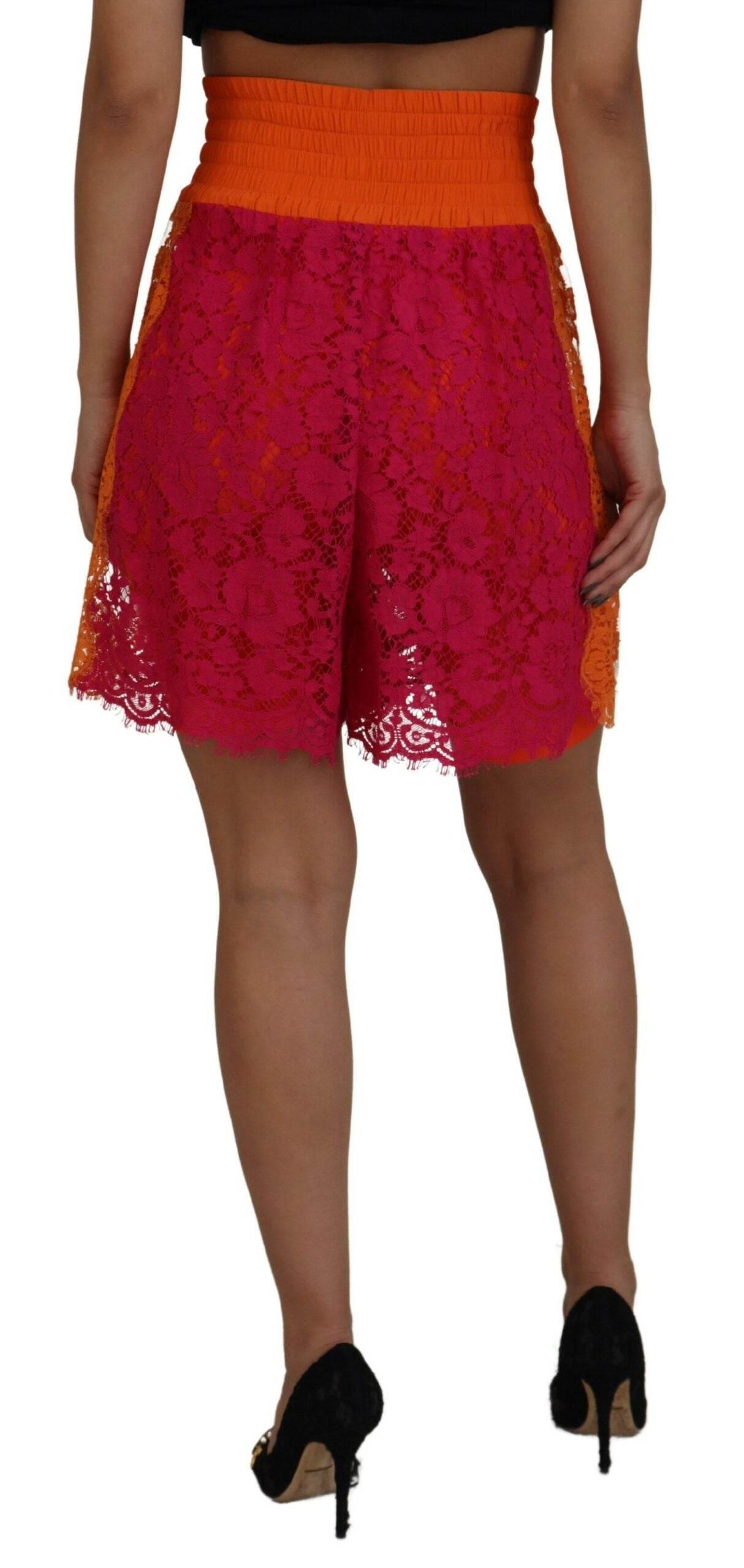 Dolce & Gabbana Elegant Lace High-Waist Shorts in Dual-Tones - Hilstor