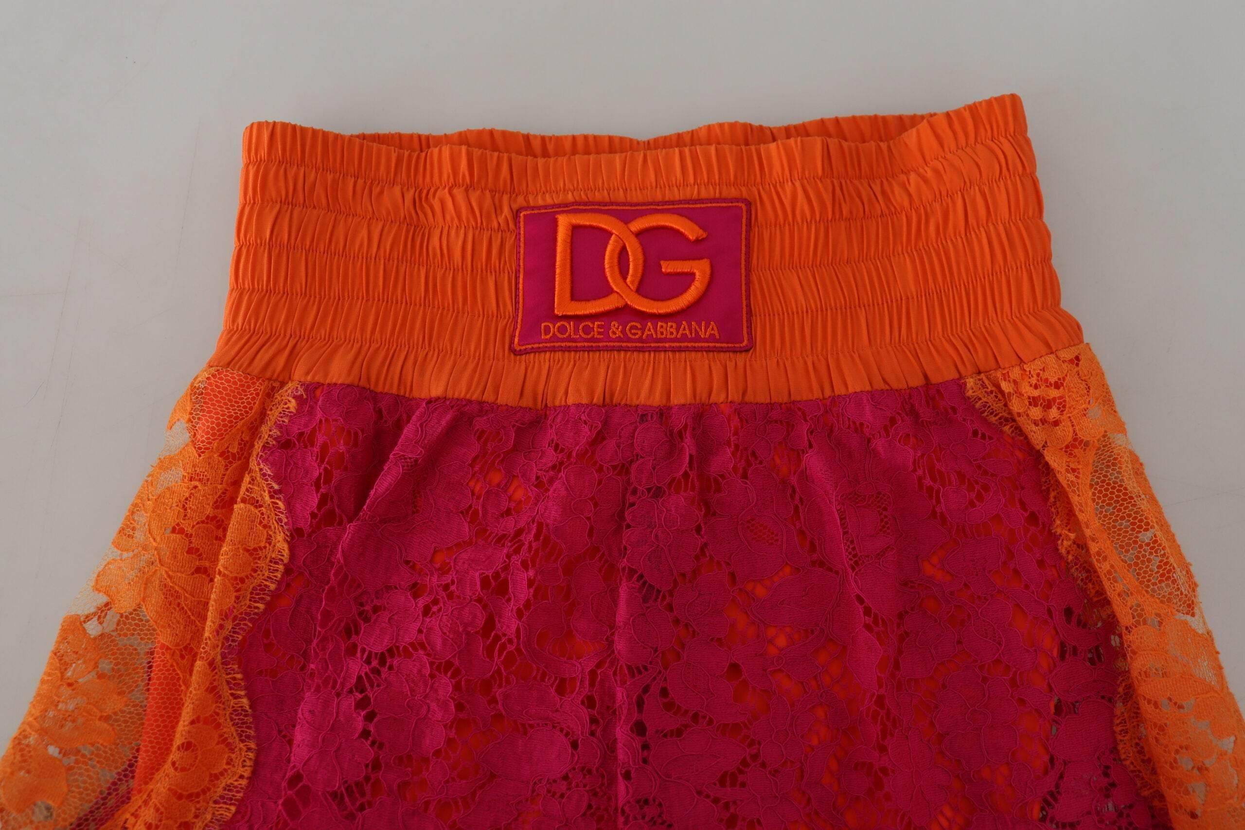 Dolce & Gabbana Elegant Lace High-Waist Shorts in Dual-Tones - Hilstor