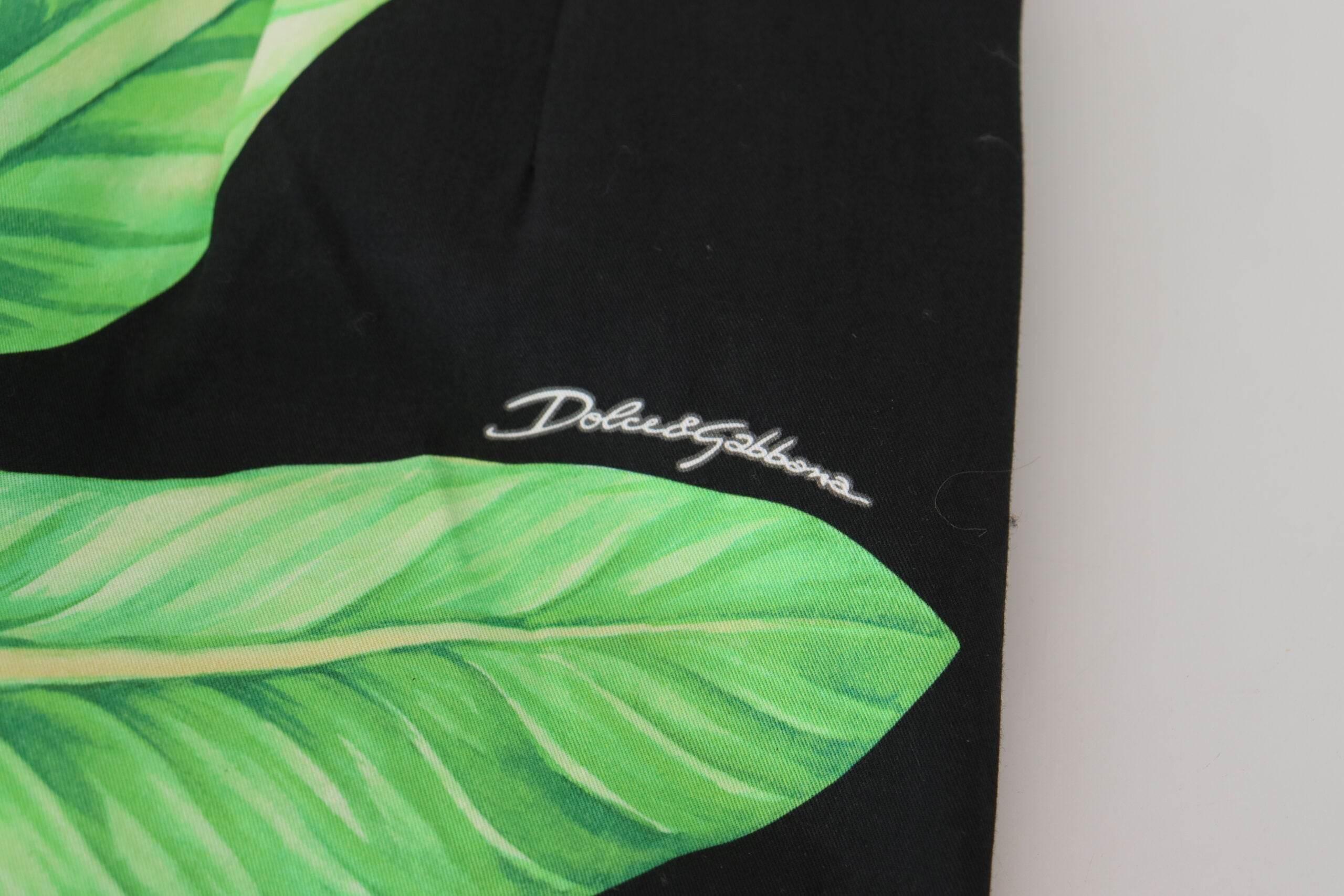 Dolce & Gabbana High Waist Hot Pants Shorts in Black Leaves Print - Hilstor