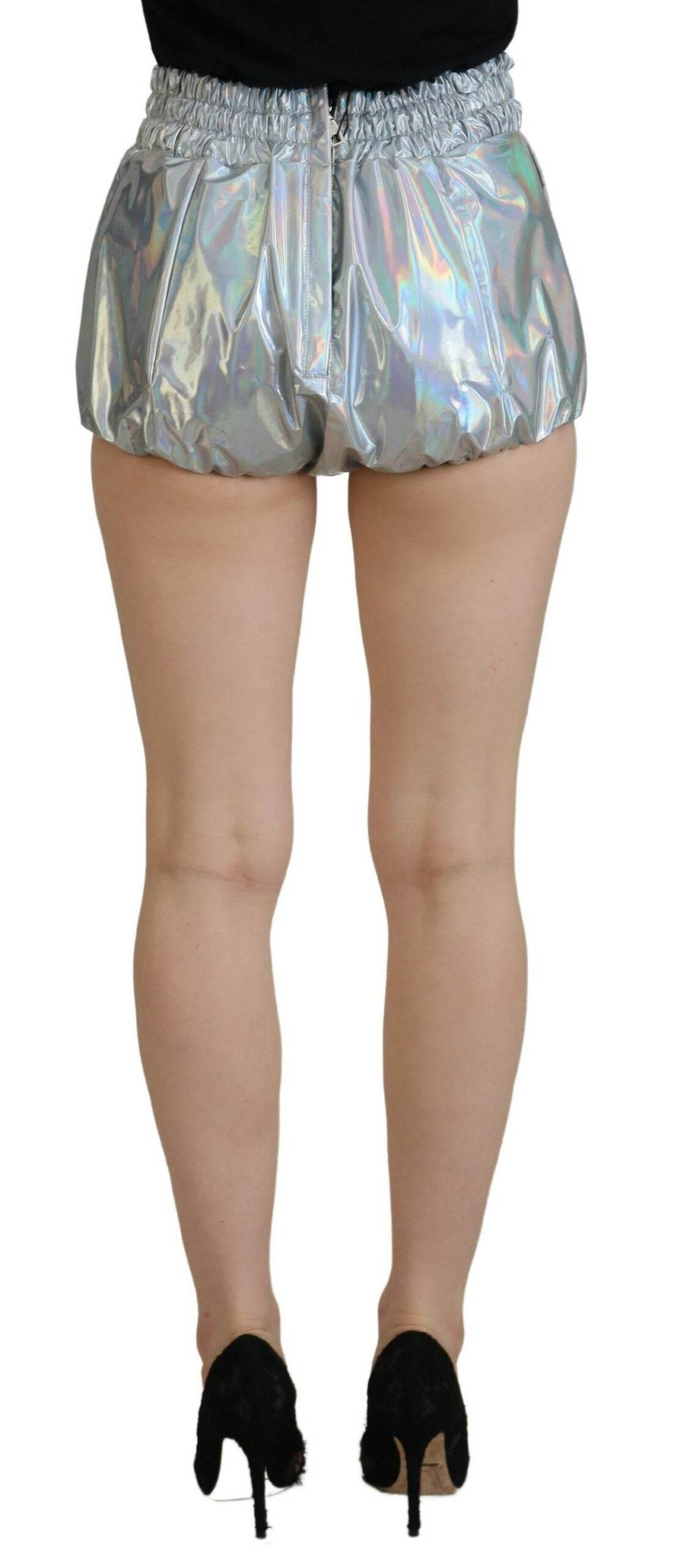 Dolce & Gabbana Elevated Elegance Silver High Waist Shorts - Hilstor