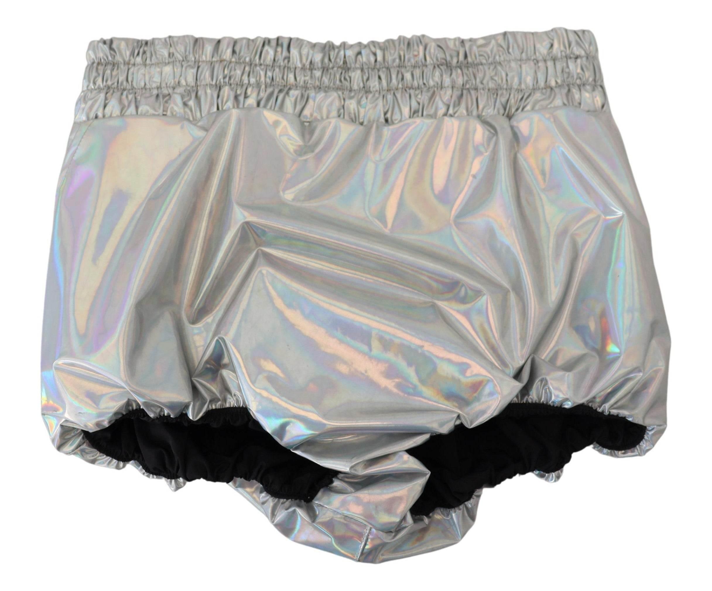 Dolce & Gabbana Elevated Elegance Silver High Waist Shorts - Hilstor