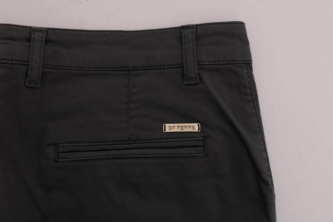 GF Ferre Gray Cotton Stretch Chinos Pants - Hilstor