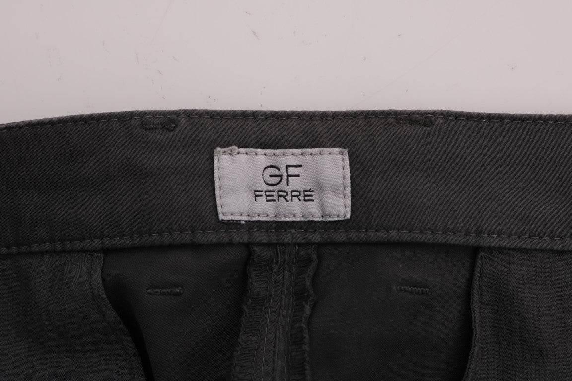 GF Ferre Gray Cotton Stretch Chinos Pants - Hilstor