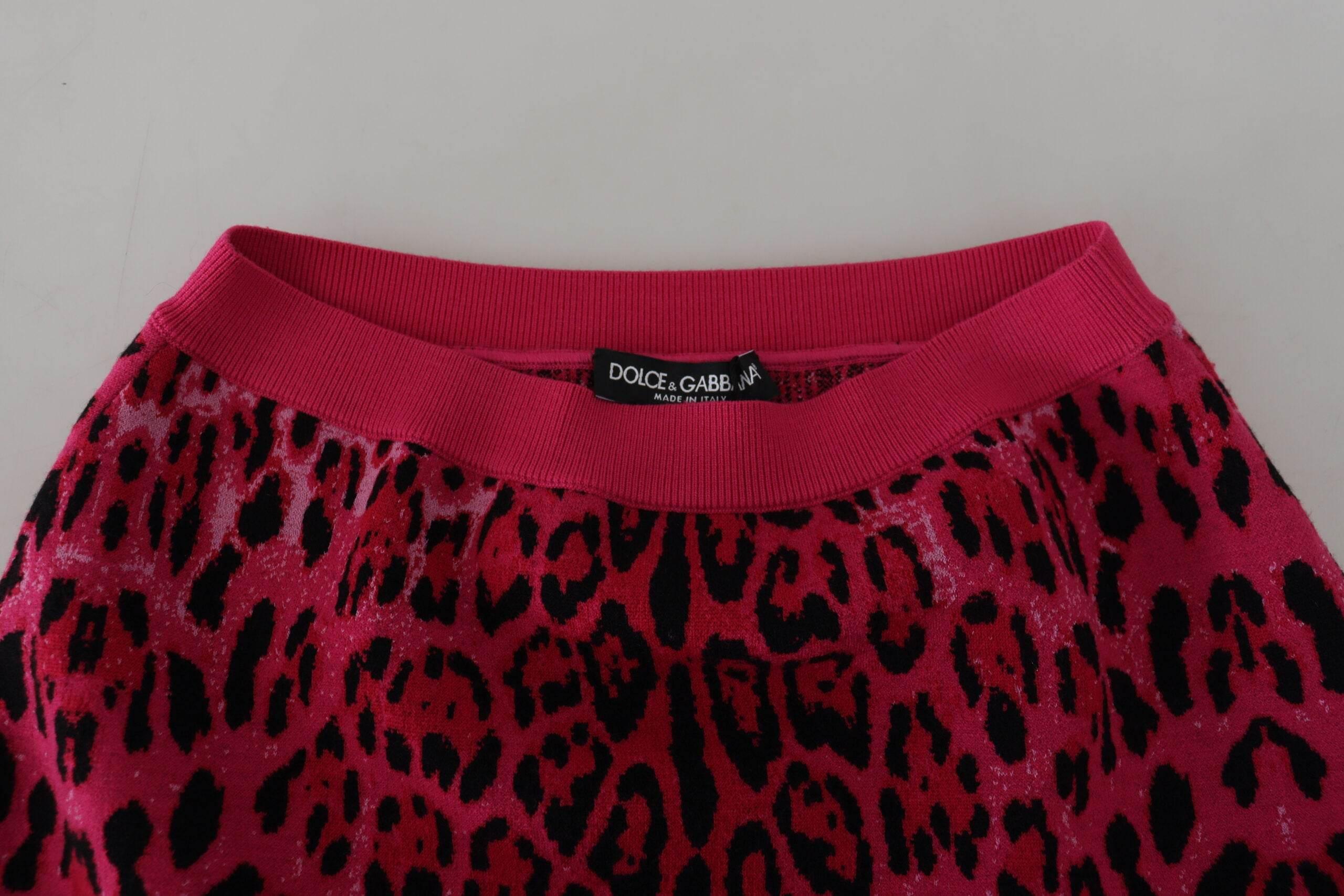 Dolce & Gabbana Chic High Waist Pink Leopard Mini Skirt - Hilstor