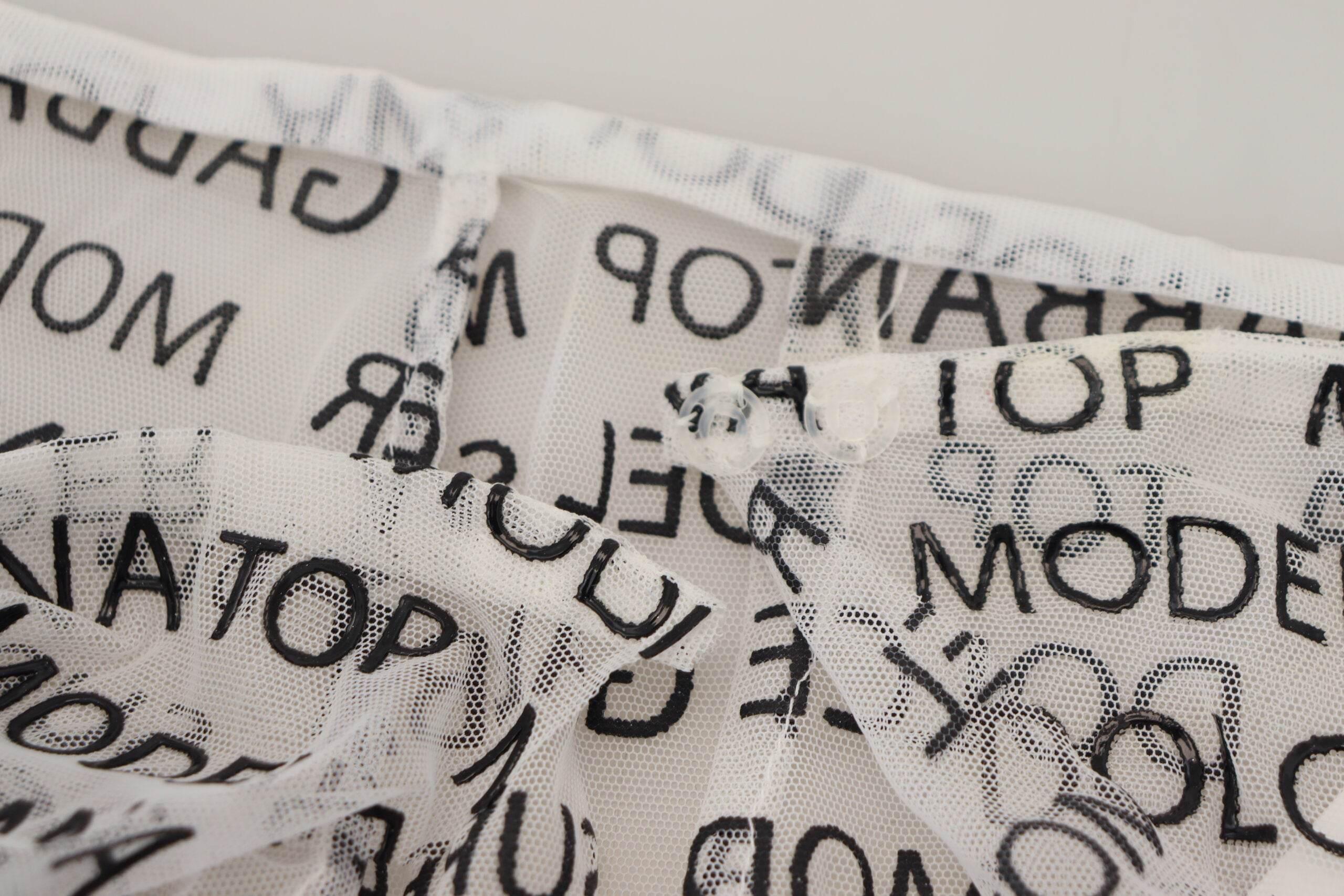 Dolce & Gabbana Elegant White Logo Print Mini Skirt - Hilstor