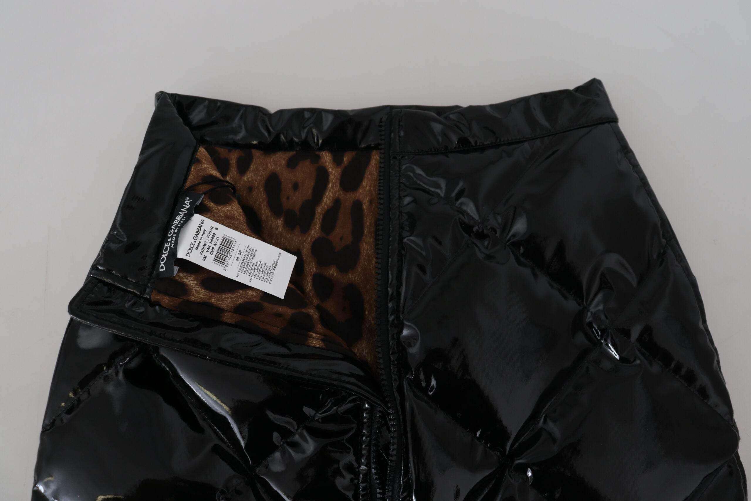 Dolce & Gabbana Elegant High Waist Mini Skirt in Shiny Black - Hilstor