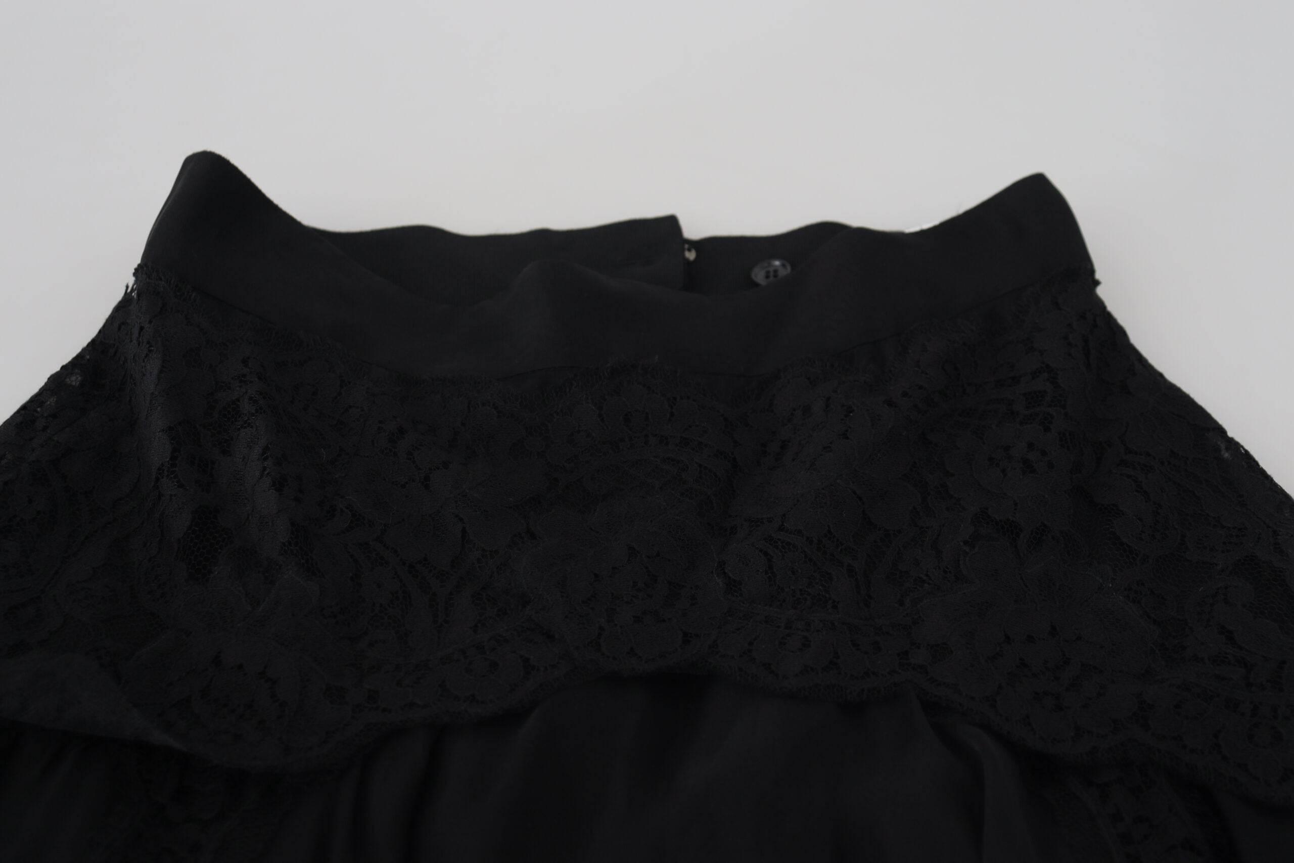 Dolce & Gabbana Elegant High-Waist Midi Silk-Blend Skirt - Hilstor