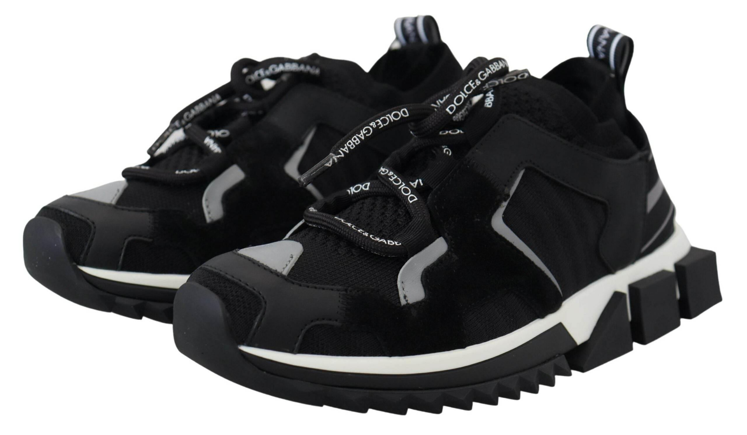 Dolce & Gabbana Black Mesh Sorrento Trekking Sneakers Shoes - Hilstor