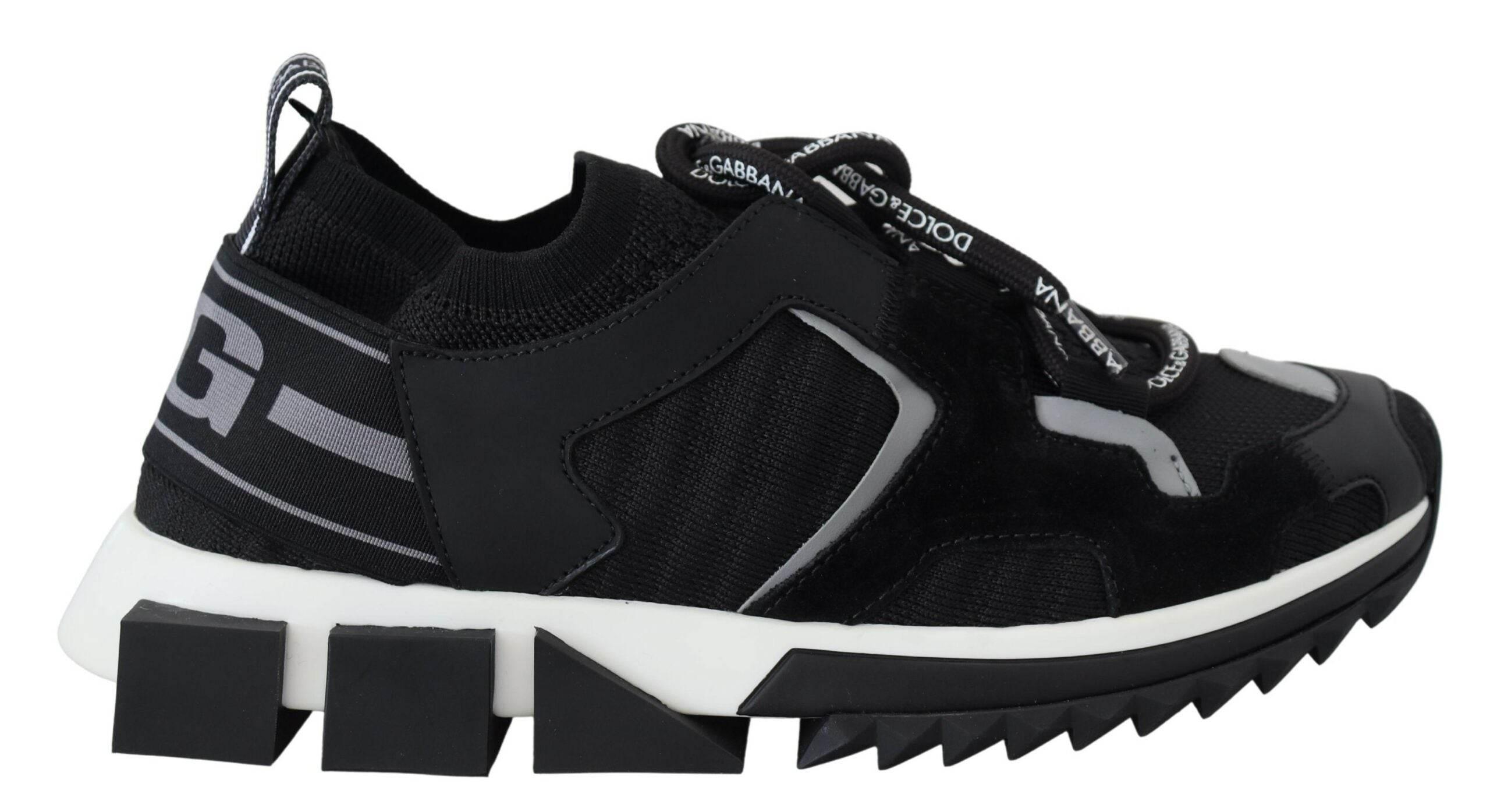 Dolce & Gabbana Black Mesh Sorrento Trekking Sneakers Shoes - Hilstor