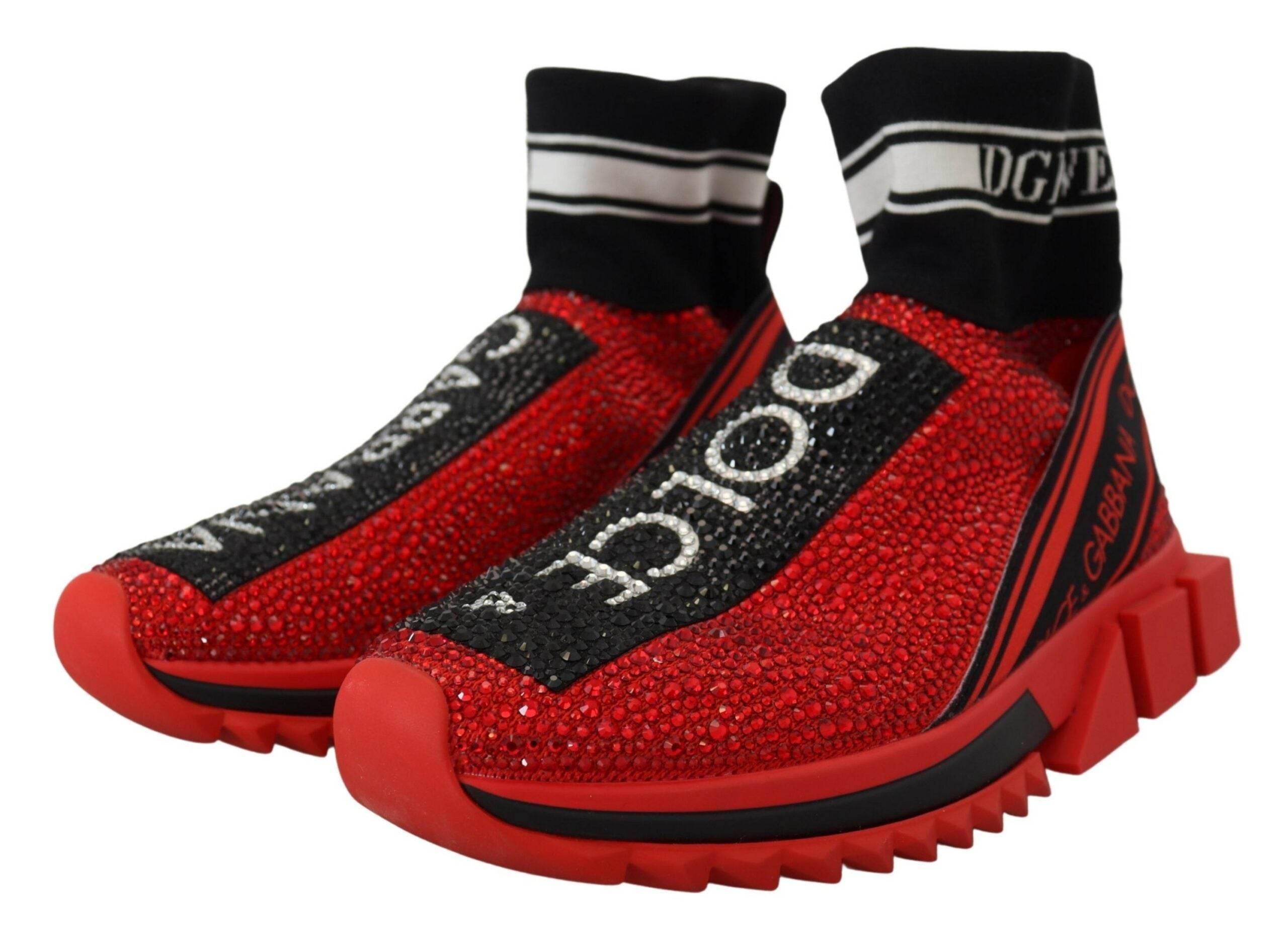 Dolce & Gabbana Exquisite Red Sorrento Slip-On Sneakers - Hilstor