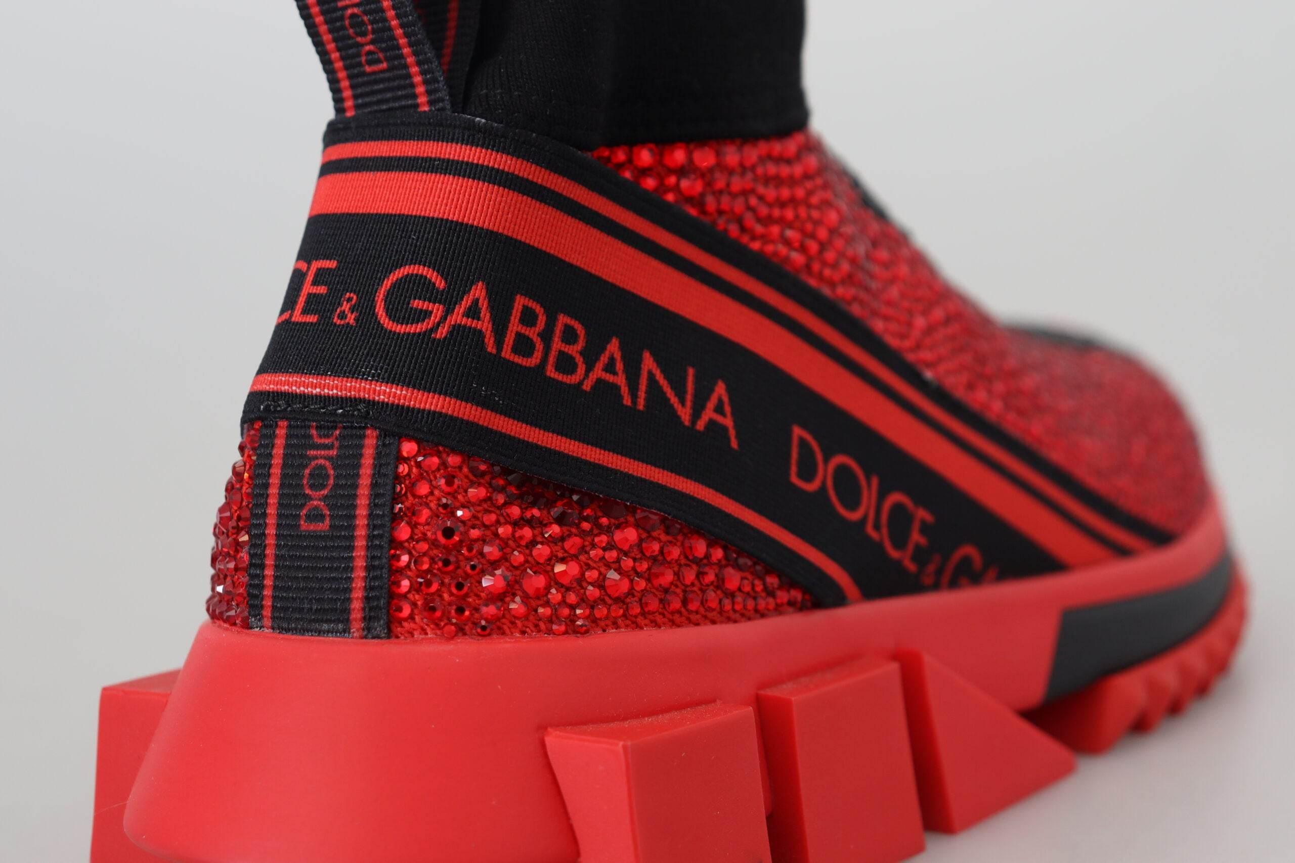 Dolce & Gabbana Exquisite Red Sorrento Slip-On Sneakers - Hilstor