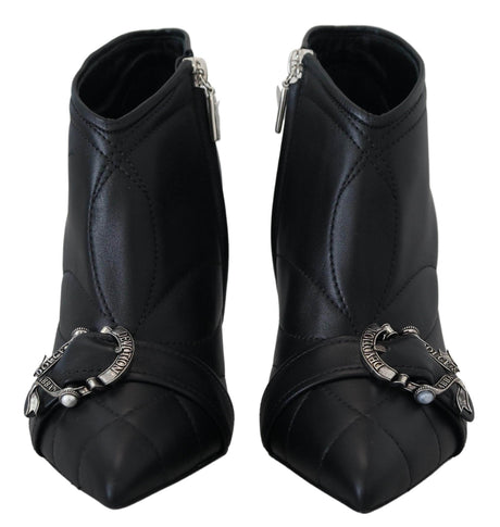 Dolce & Gabbana Elegant Black Quilted Leather Booties - Hilstor