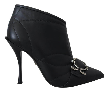 Dolce & Gabbana Elegant Black Quilted Leather Booties - Hilstor
