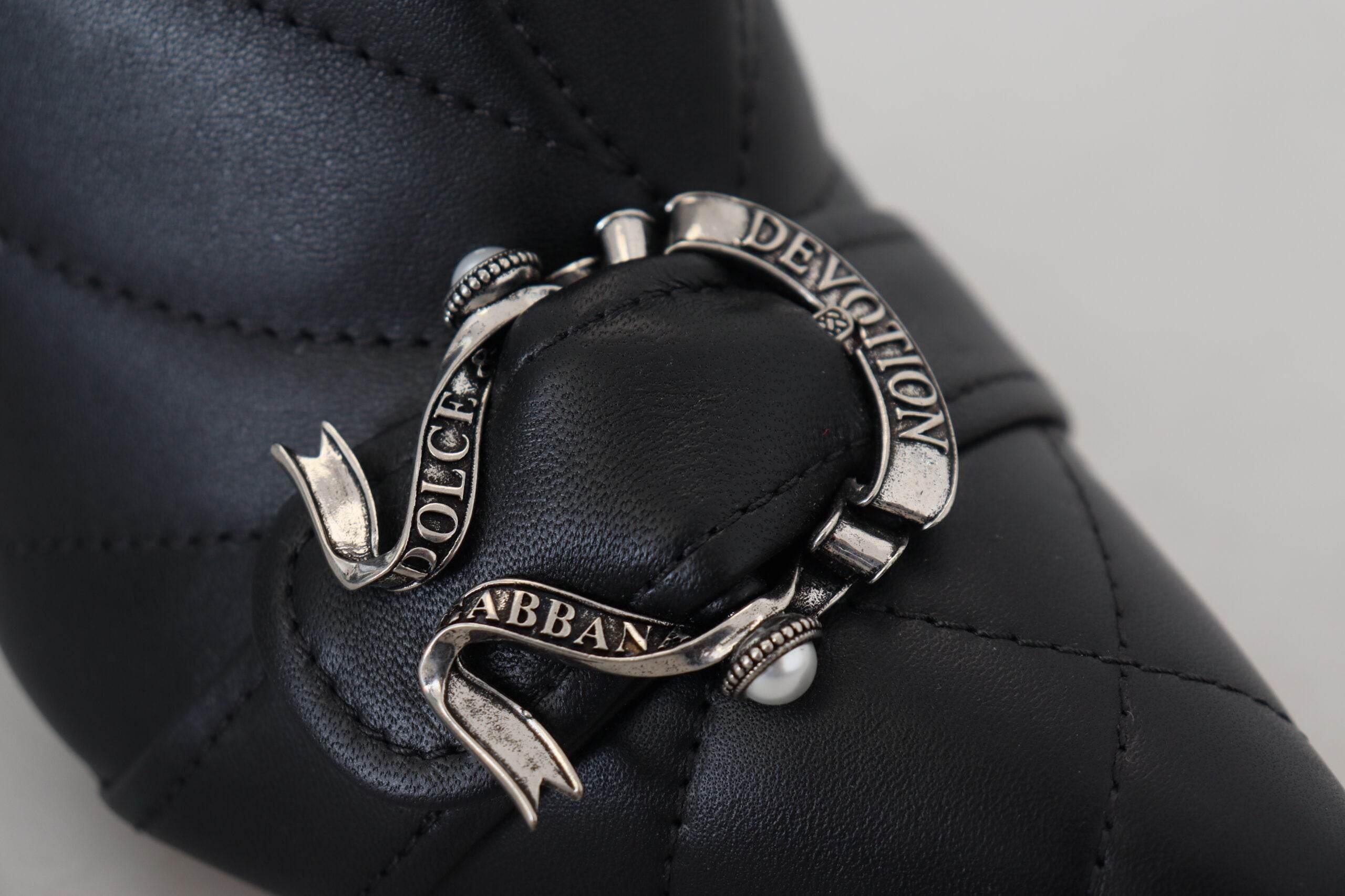 Dolce & Gabbana Elegant Black Quilted Leather Booties - Hilstor