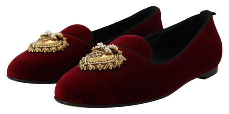 Dolce & Gabbana Bordeaux Velvet Devotion Loafers - Hilstor