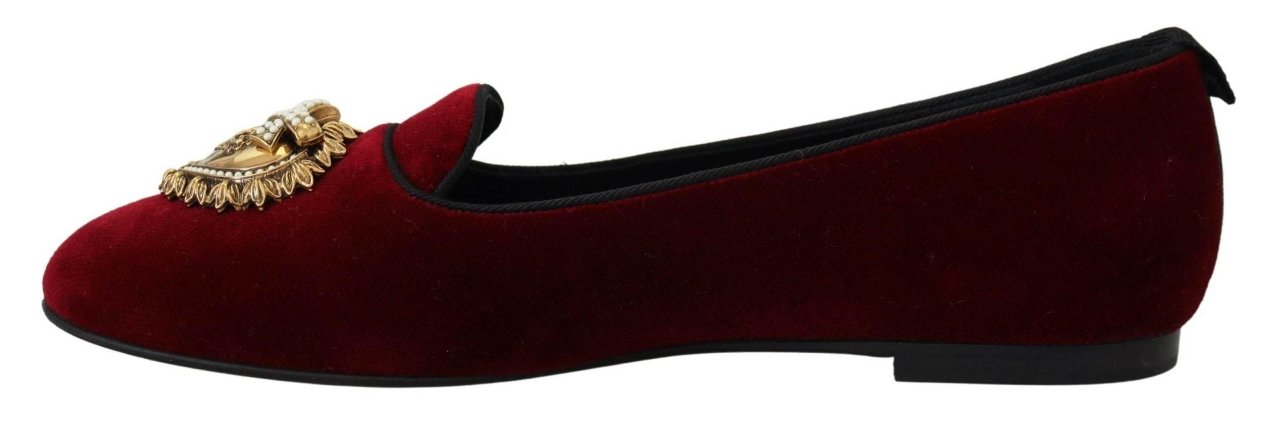 Dolce & Gabbana Bordeaux Velvet Devotion Loafers - Hilstor