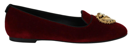 Dolce & Gabbana Bordeaux Velvet Devotion Loafers - Hilstor
