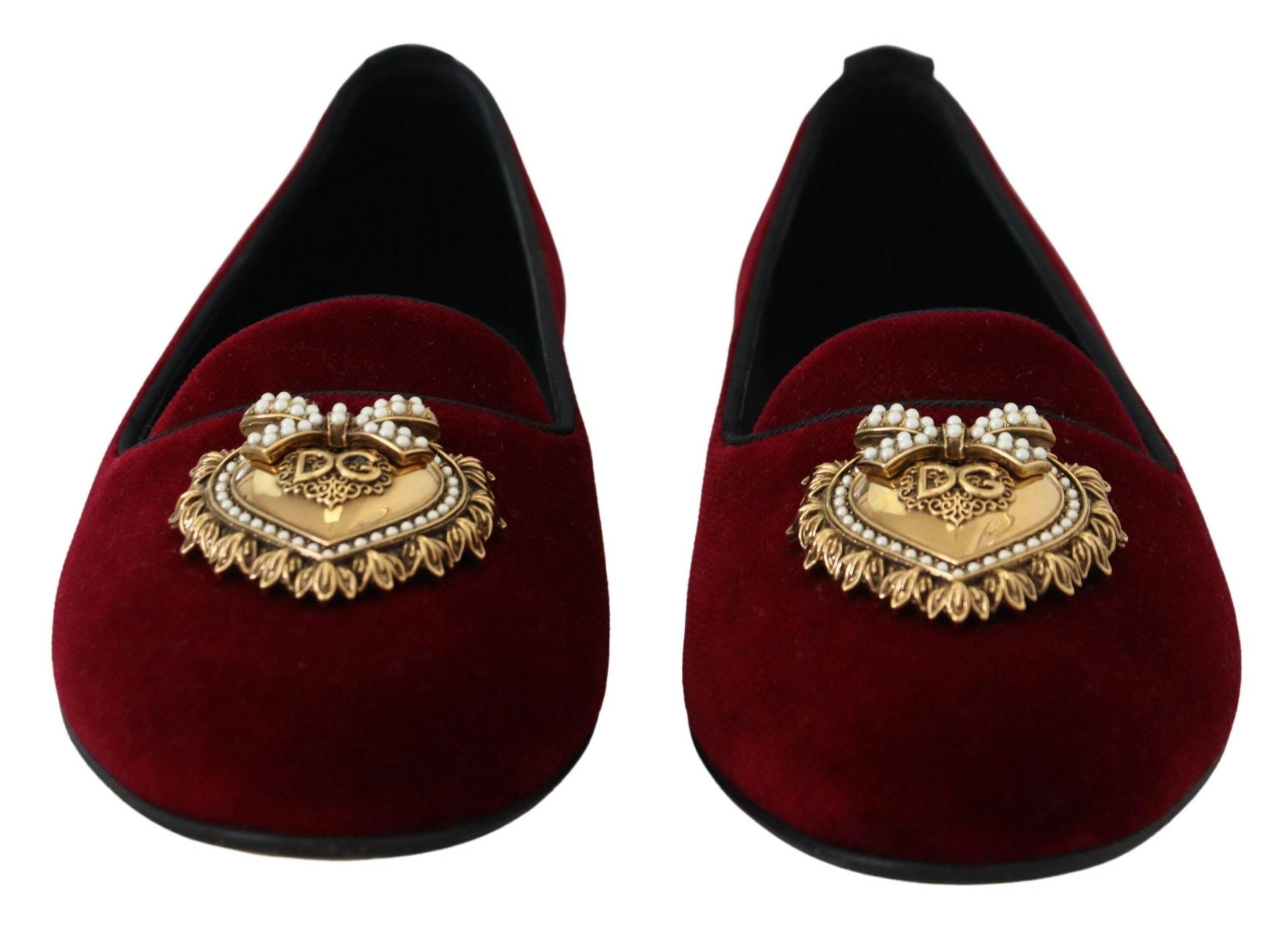Dolce & Gabbana Bordeaux Velvet Devotion Loafers - Hilstor