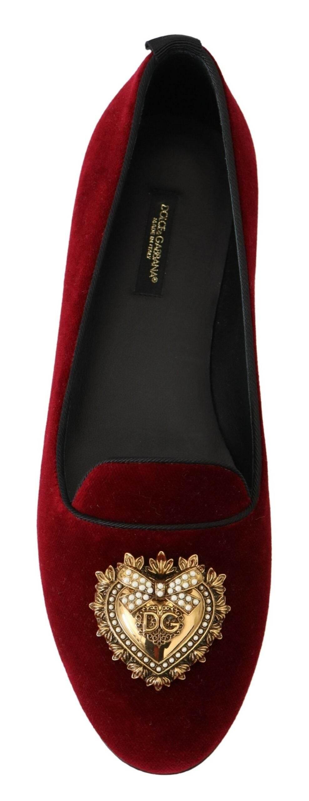 Dolce & Gabbana Bordeaux Velvet Devotion Loafers - Hilstor