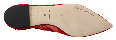 Dolce & Gabbana Red Crystal-Embellished Flats - Hilstor