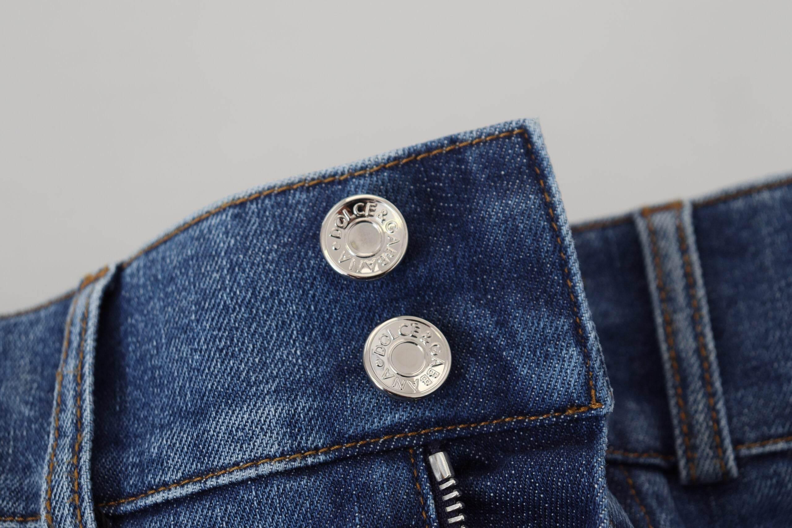 Dolce & Gabbana Blue High Waist Denim Cotton Stretch Jeans - Hilstor