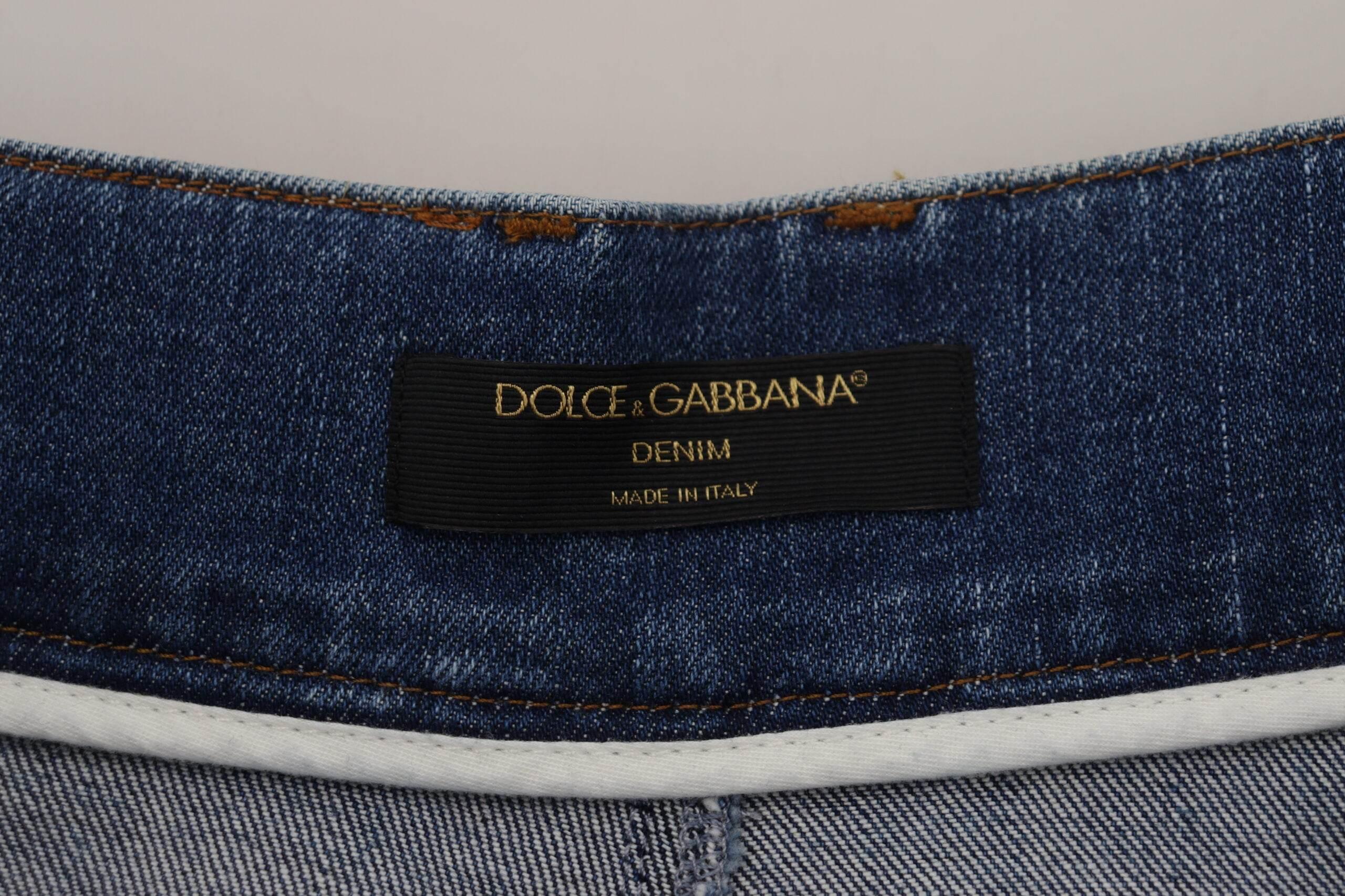 Dolce & Gabbana Blue High Waist Denim Cotton Stretch Jeans - Hilstor