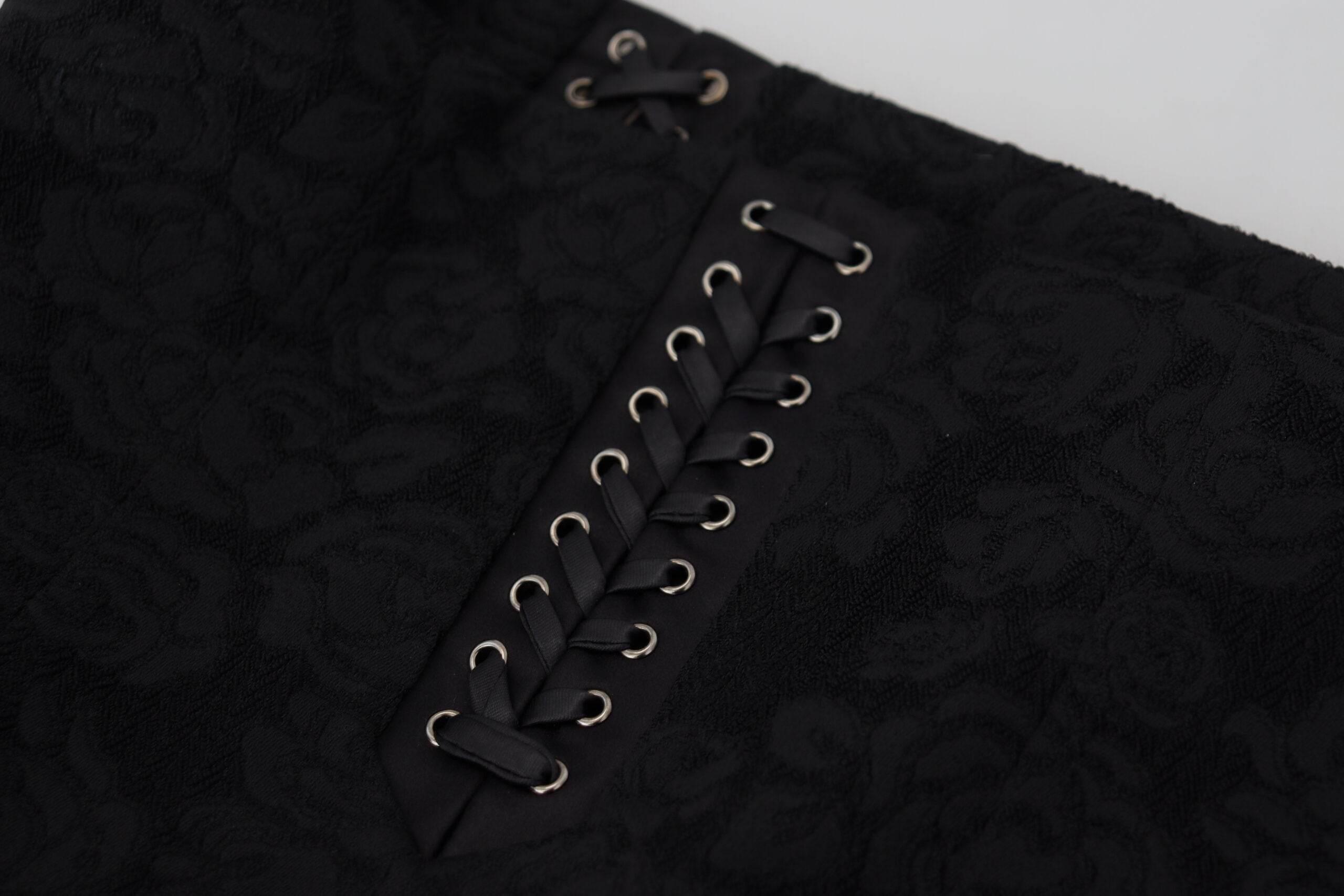 Dolce & Gabbana Elegant Black High-Waist Silk-Lined Skirt - Hilstor
