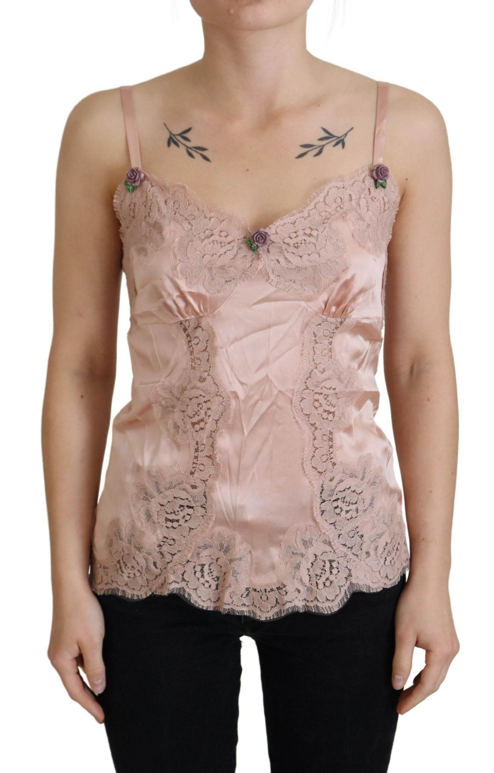 Dolce & Gabbana Elegant Pink Silk Lingerie Top - Hilstor