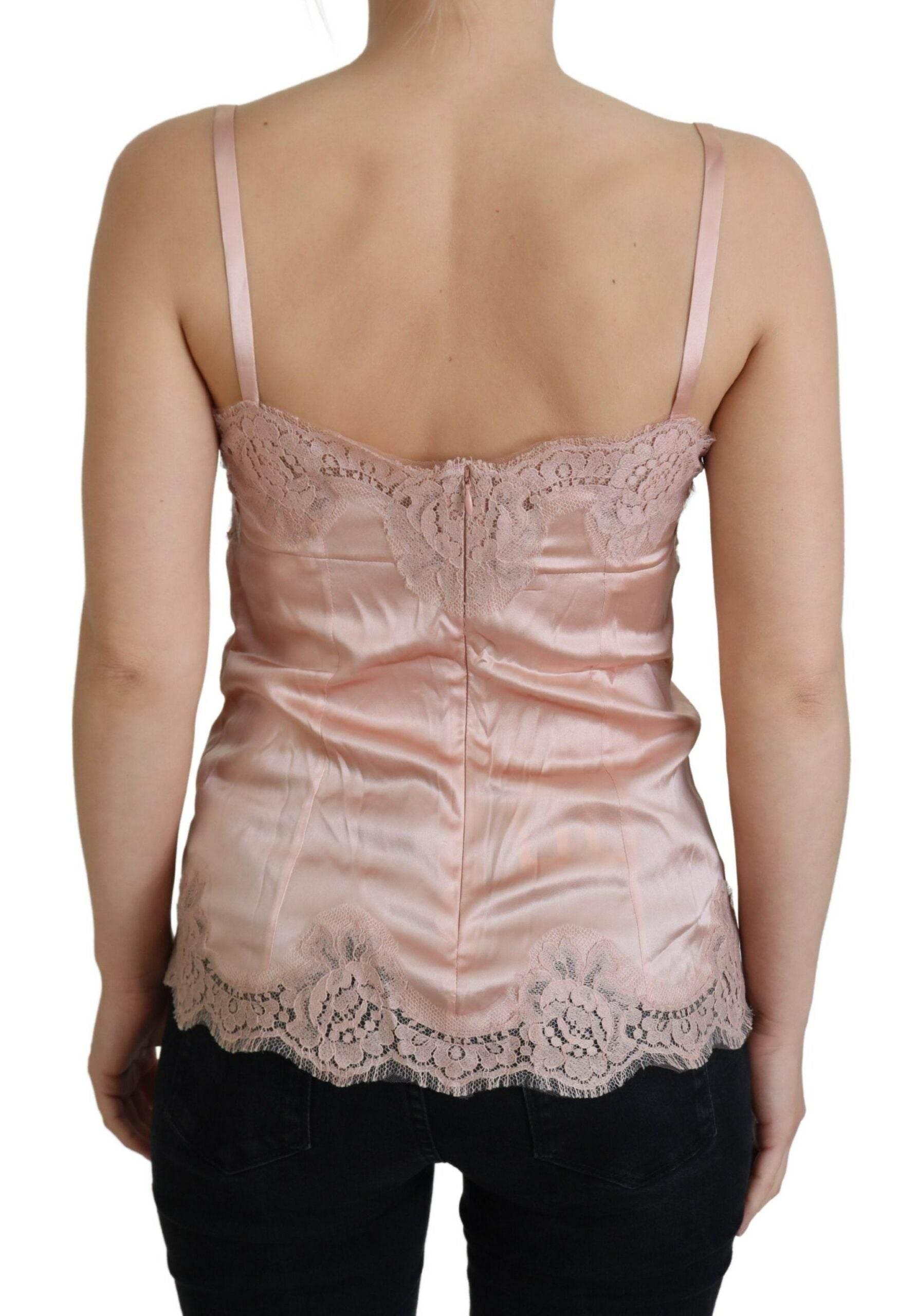 Dolce & Gabbana Elegant Pink Silk Lingerie Top - Hilstor